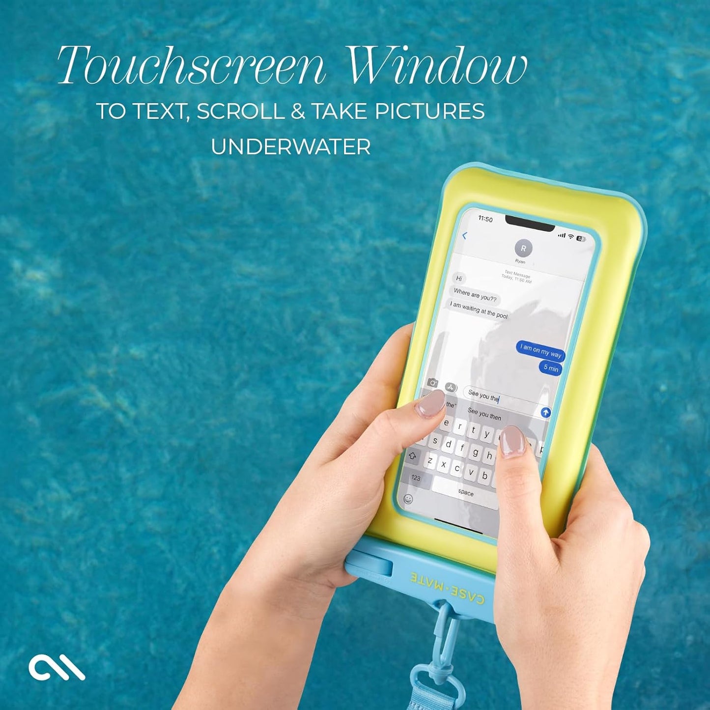 Case-Mate IP68 Waterproof Phone Pouch - Floating Waterproof Phone Case with Crossbody Lanyard - Beach Cruise Ship Travel Essentials - Compatible with All Devices - Touchscreen Friendly - Citrus Splash