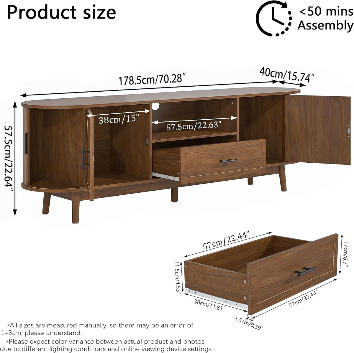 70" Fluted TV Stand for Tvs up to 80" Entertainment Center with Storage