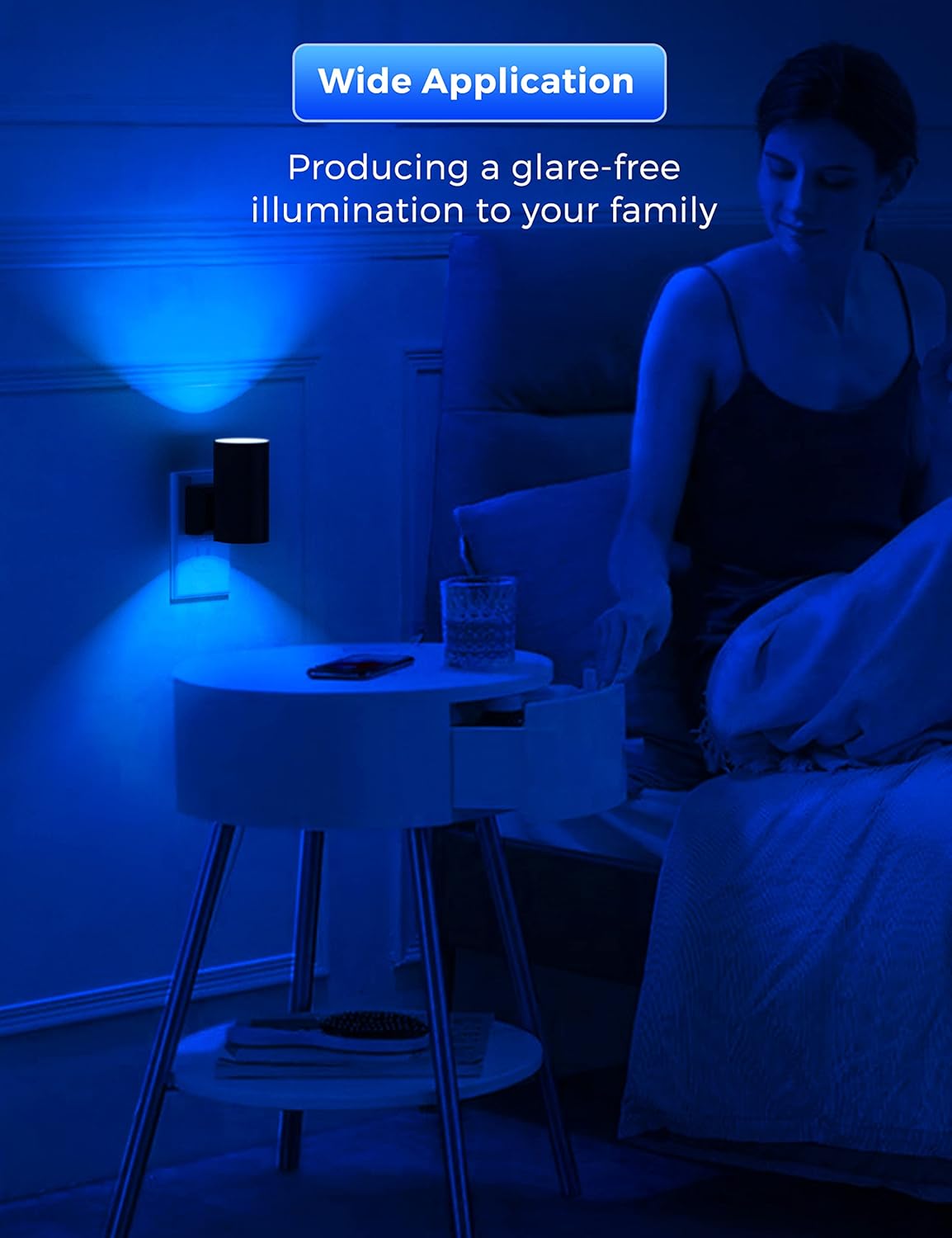 L LOHAS LED Calm Blue Night Light, Night Lights Plug into Wall, Dimmable Nightlight with Light Sensor, LED Nightlights for Bluey Home Decor, Party, Holiday, Bathroom Bedroom Hallway Kitchen, 2 Pack
