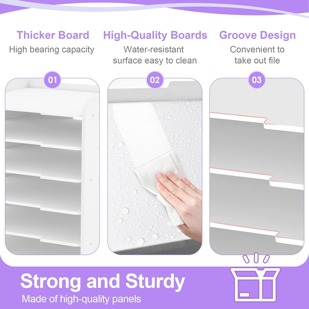 12x12 Paper Organizer Storage, 8 Tier Scrapbook Paper Storage Organizer, Stackable Organizers and Storage for Desk White
