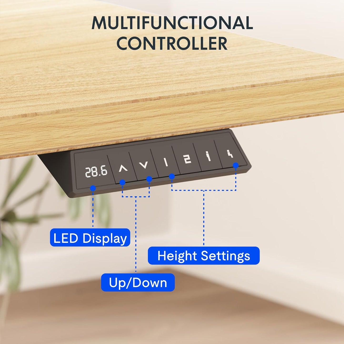 FLEXISPOT EN2 Whole-Piece Standing Desk with Clamp Power Strip, 55 x 28 Electric Stand Up Height Adjustable Desk with Cable Management (Black Frame + 55" Maple Top, 2 Packages)