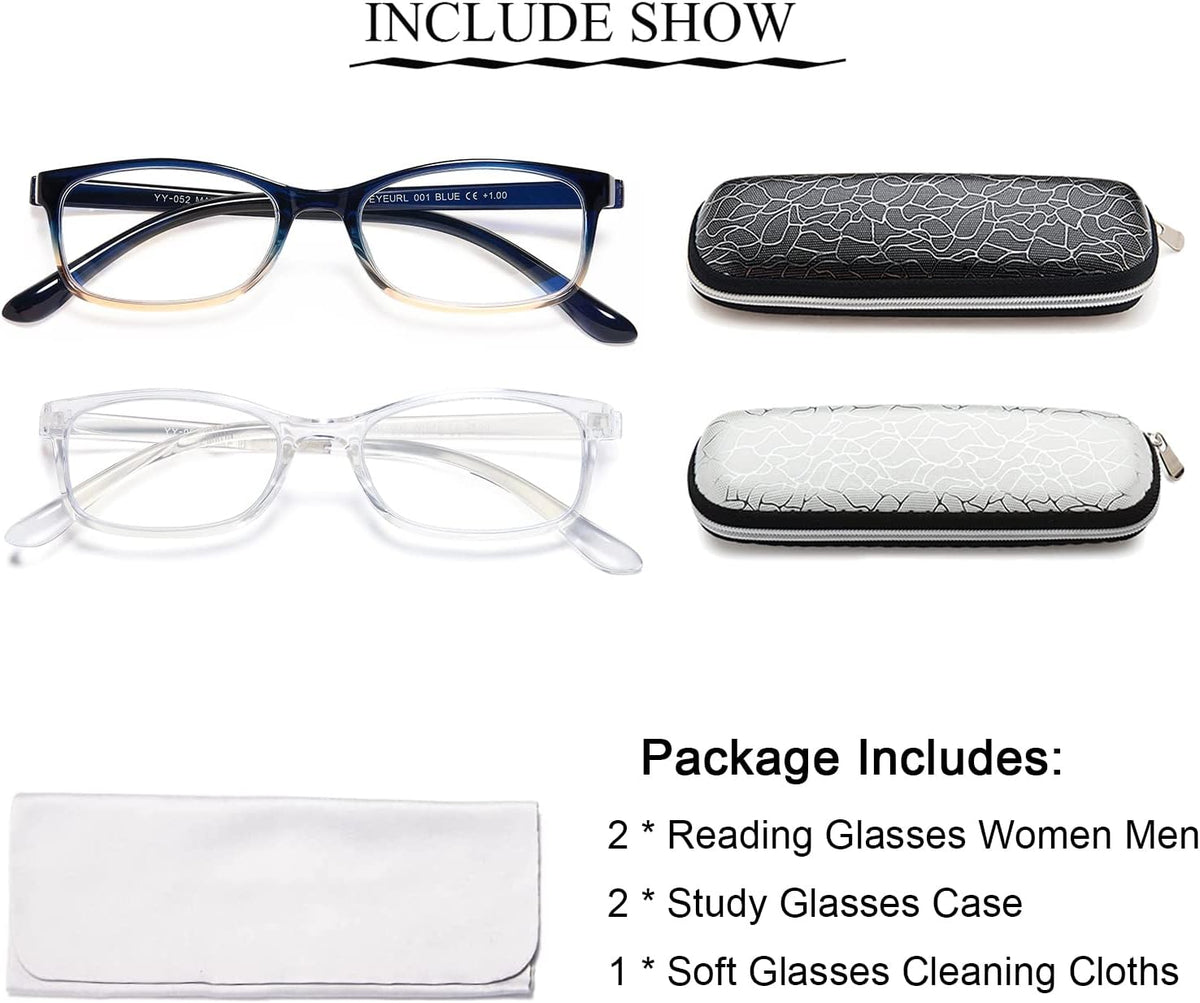 EYEURL Reading Glasses for Men Women Blue Light Blocking Readers 2.75