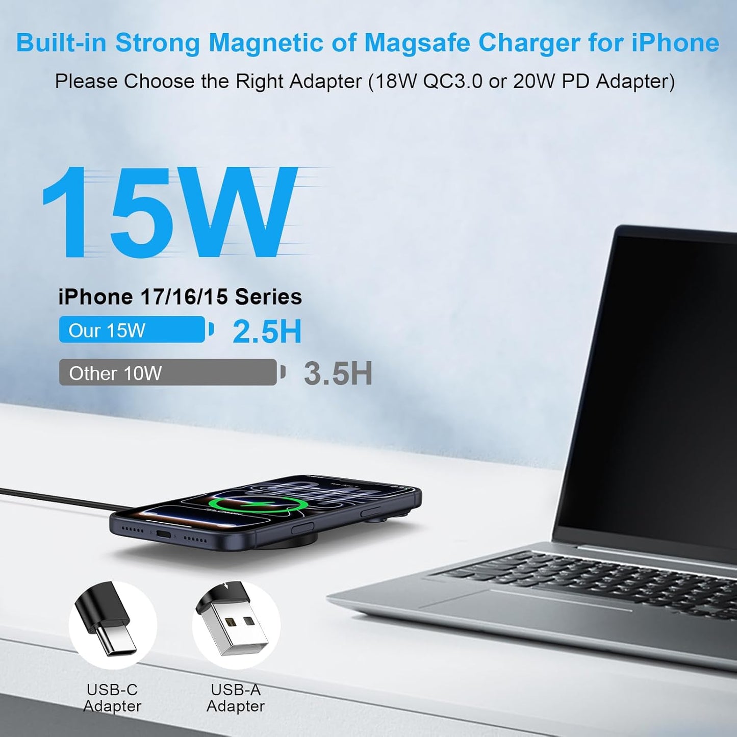Magnetic Wireless Charger Pad for Samsung Galaxy S26 Ultra S26+ S26 S25 Ultra S24 FE S23,15W Magnet Wireless Fast Charging Station MagSafe Charger for iPhone 17 Pro Max 16Plus 15 14 13,Google Pixel 10