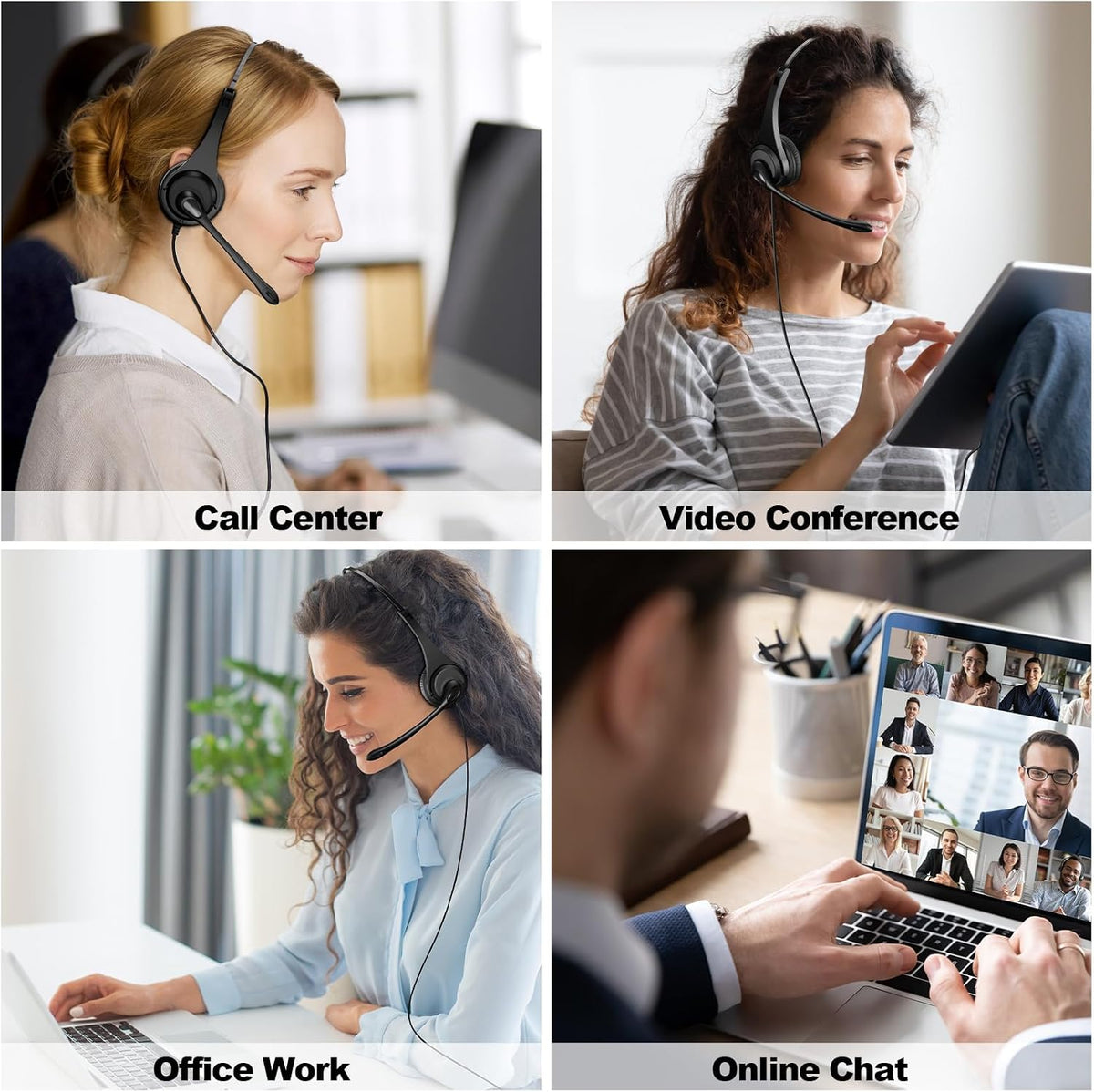 Voistek USB Headset with Noise Cancelling Mic,Wired Headphones for pc