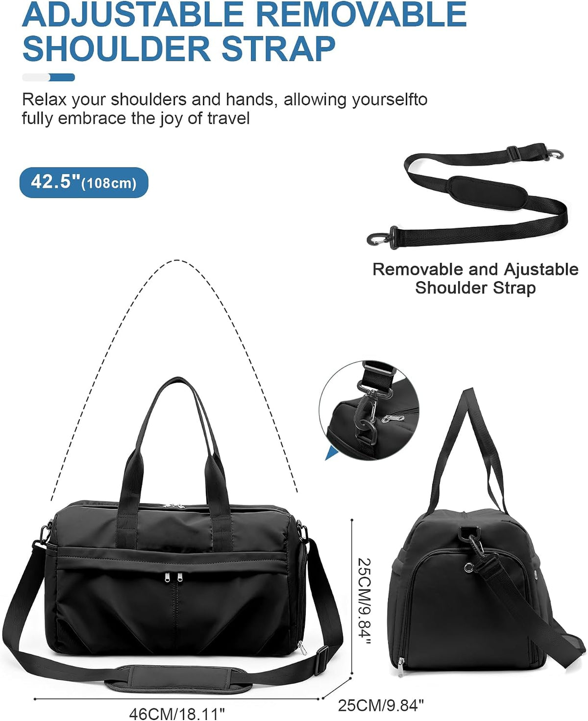 Gym Bag for Women with Shoe Compartment, Sport Travel Duffel Bag for Men
