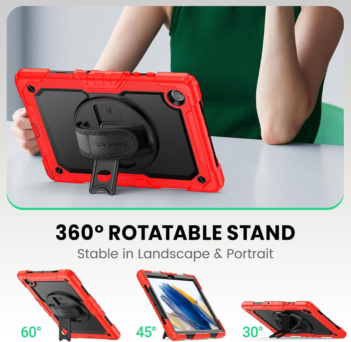 SEYMAC Case for Samsung Galaxy Tab A8 10.5 Inch (SM-X200/X205/X207), Red