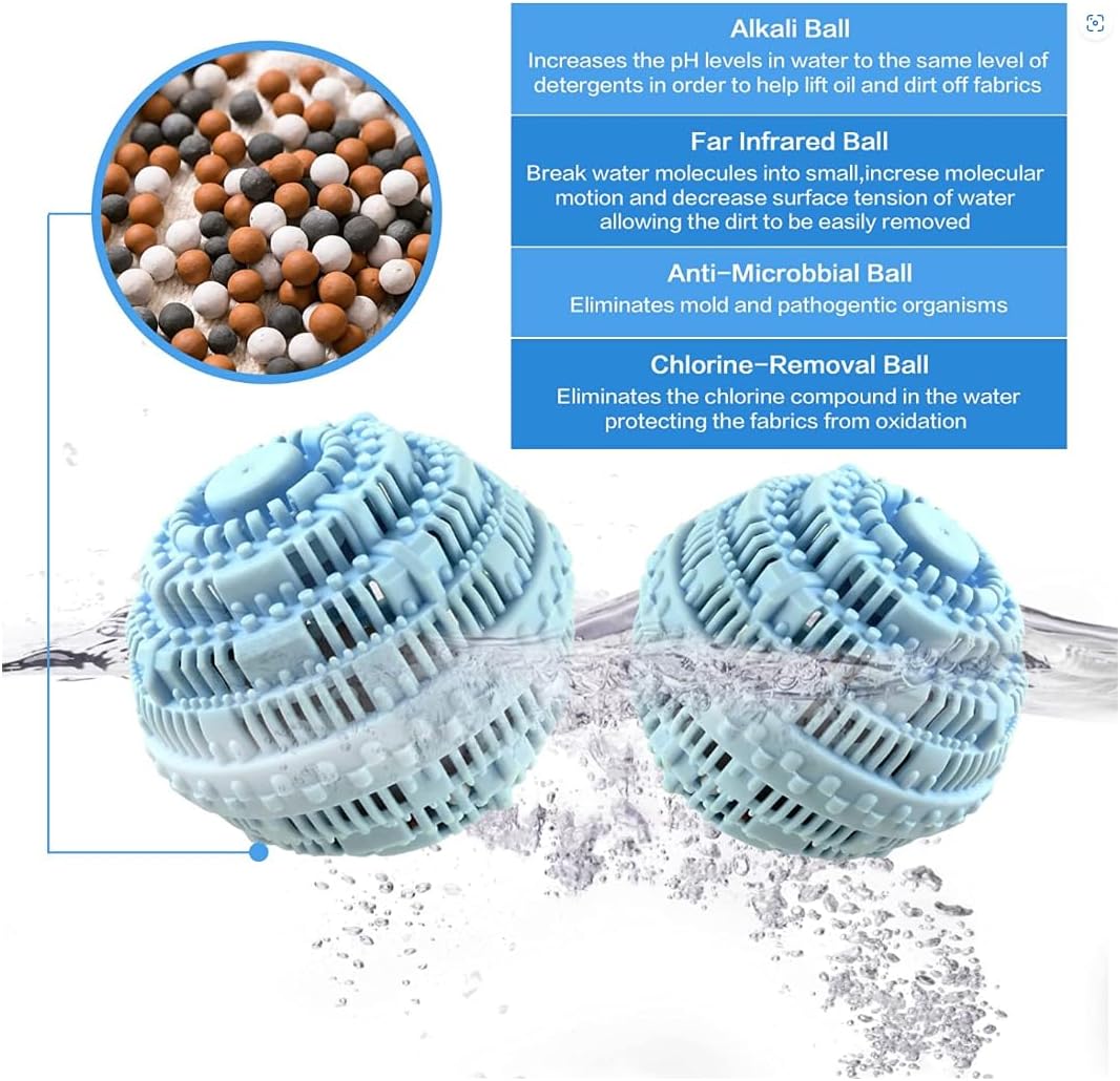 4pcs Laundry Ball - Natural Non-Chemical Detergent Laundry Balls for Washing Machine - Eco Friendly Wash Ball & Detergent Alternative for 2000
