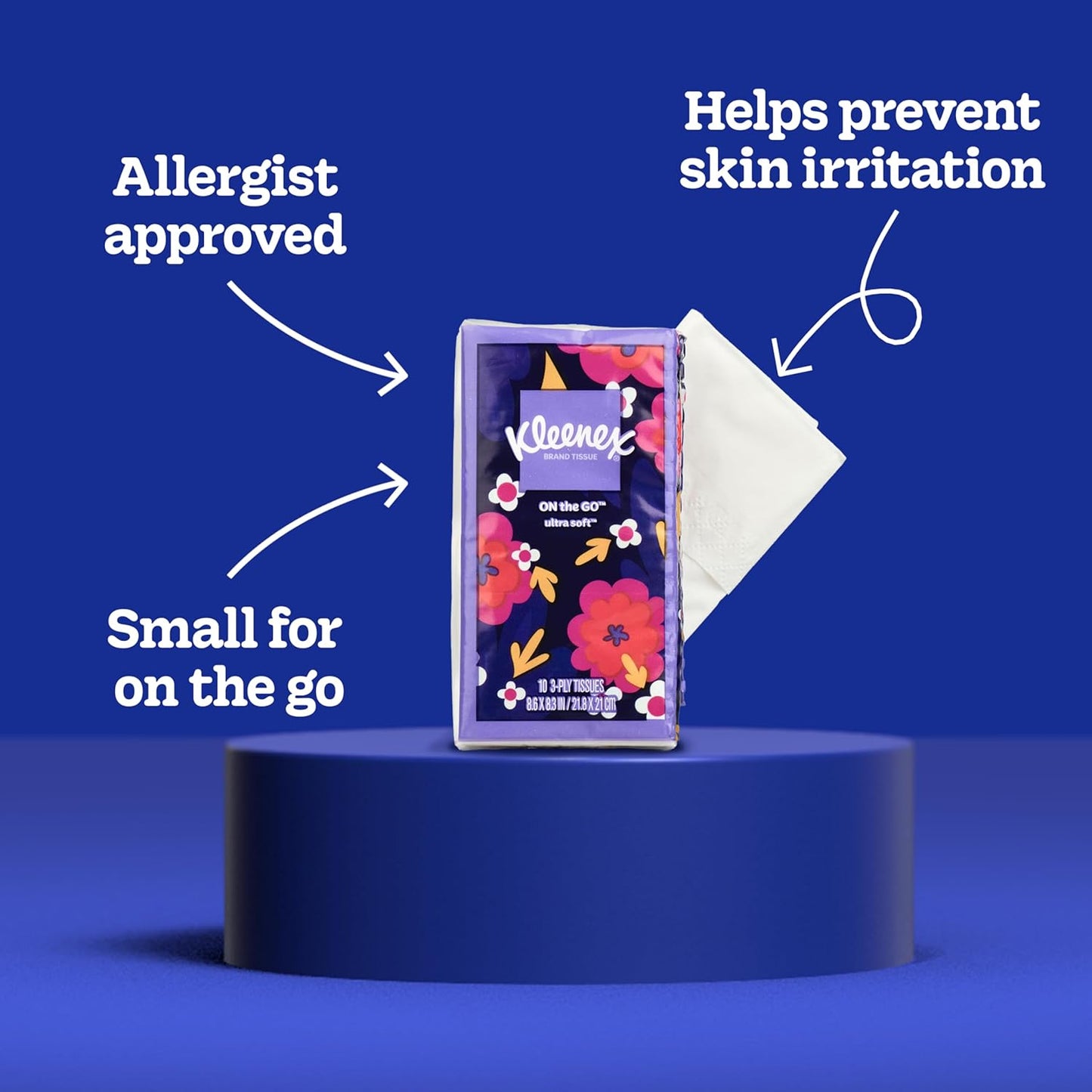 Kleenex On-The-Go Facial Tissues, 72 On-The-Go Packs (3 Trays of 24 Packs), 10 Tissues per Box (720 Total), 3-Ply, Packaging May Vary