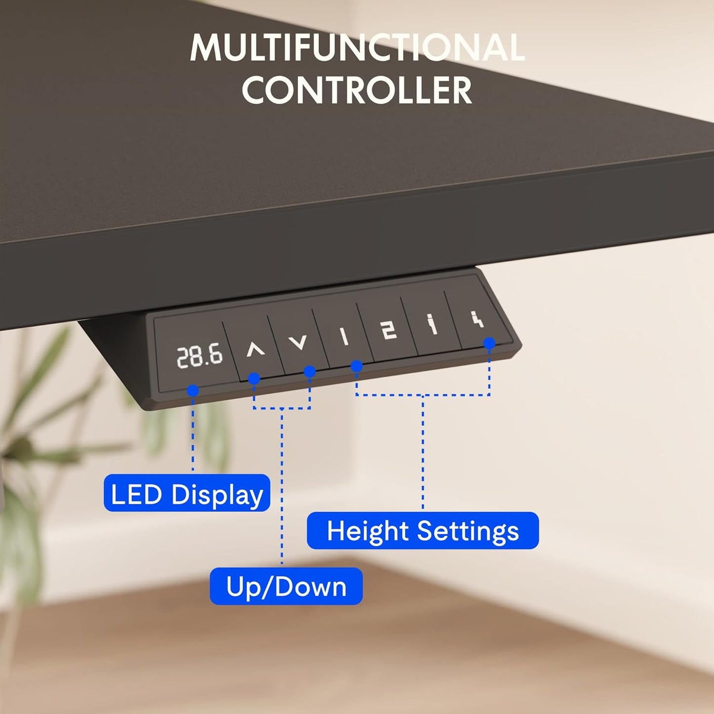 FLEXISPOT 60"x24" One-Piece Electric Standing Desk, 1" Thick Seamless Desktop for Home Office, Study & Multi-Monitor Setup, Black