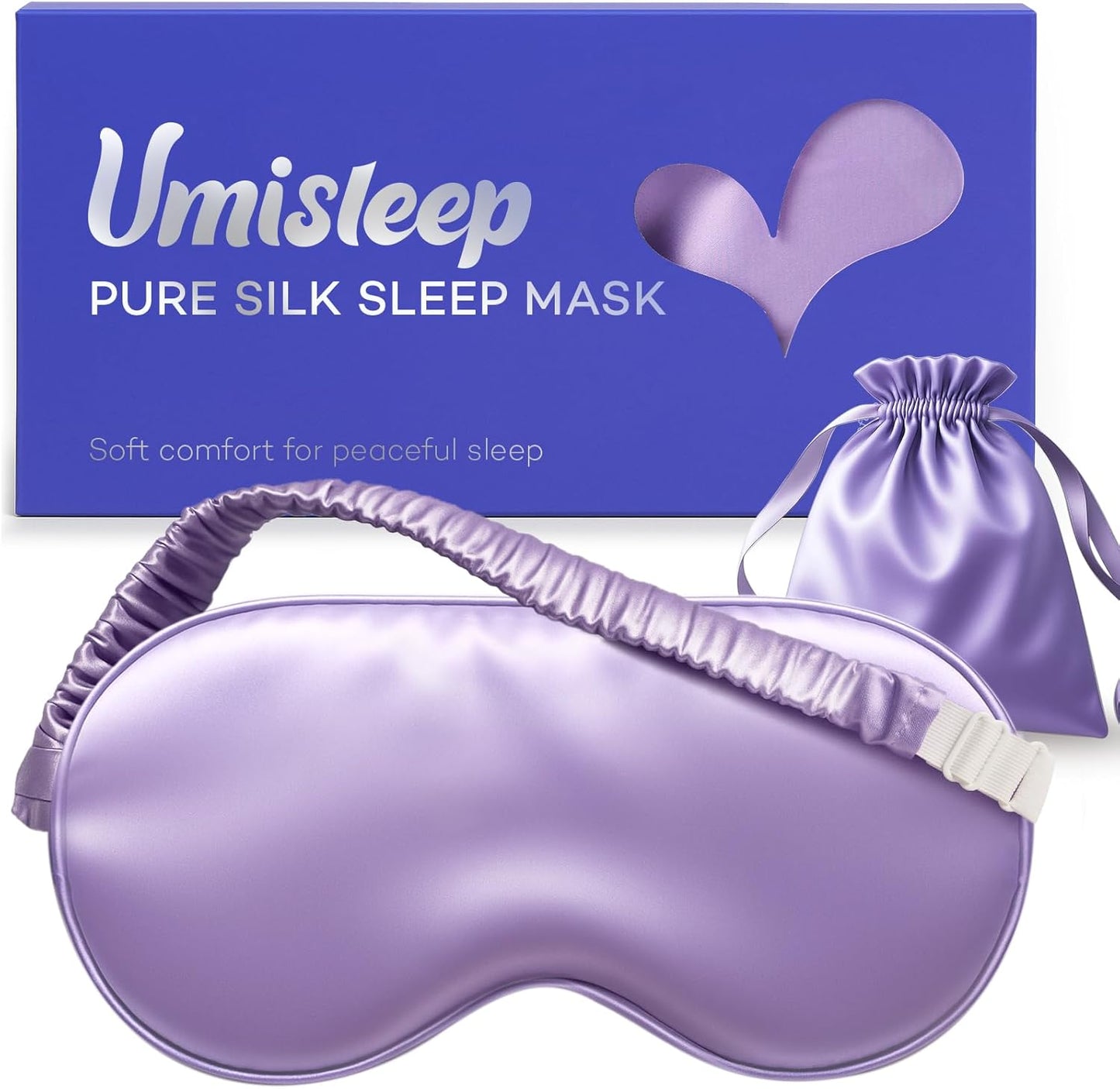 Umisleep Sleep Mask for 100% Pure Mulberry Silk, 22 Momme 6A Soft Eye Masks for Sleep, Adjustable Sleep Masks for Women Men, Light Blocking Sleeping Mask, Silk Eye Mask for Sleeping, Blindfold, Purple
