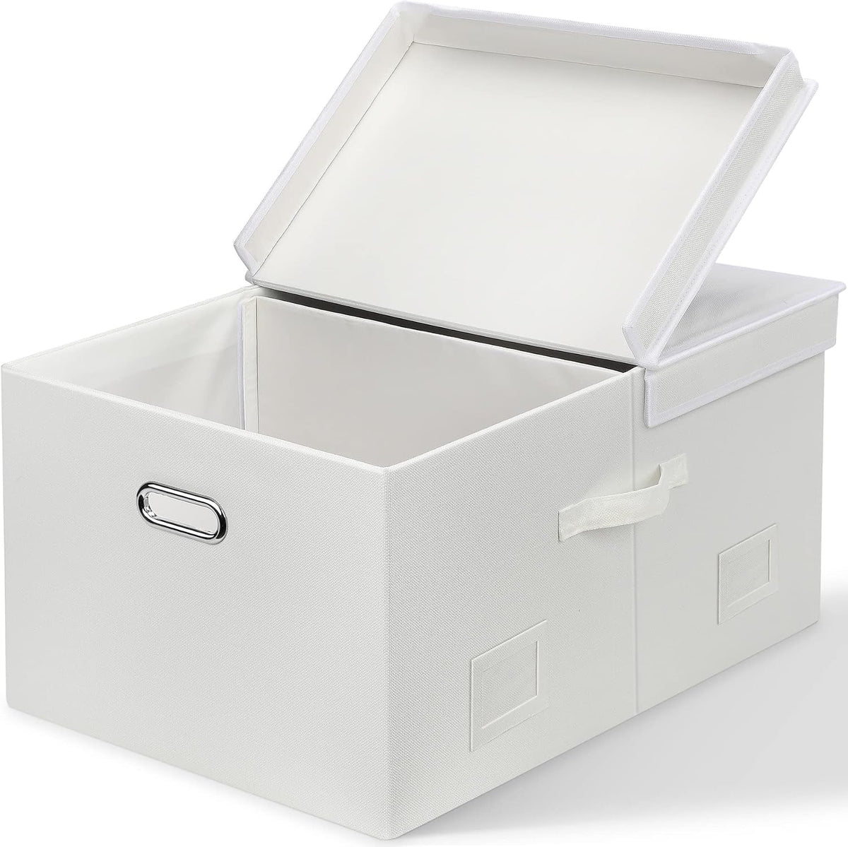 Graciadeco Medium 15" 21 Quart Collapsible Stackable Storage Bins with Lids, 3 Packs Black Foldable Fabric Closet Boxes Heavy-duty Lidded Linen Cube Basket Container Organizer and Storage for Bedroom