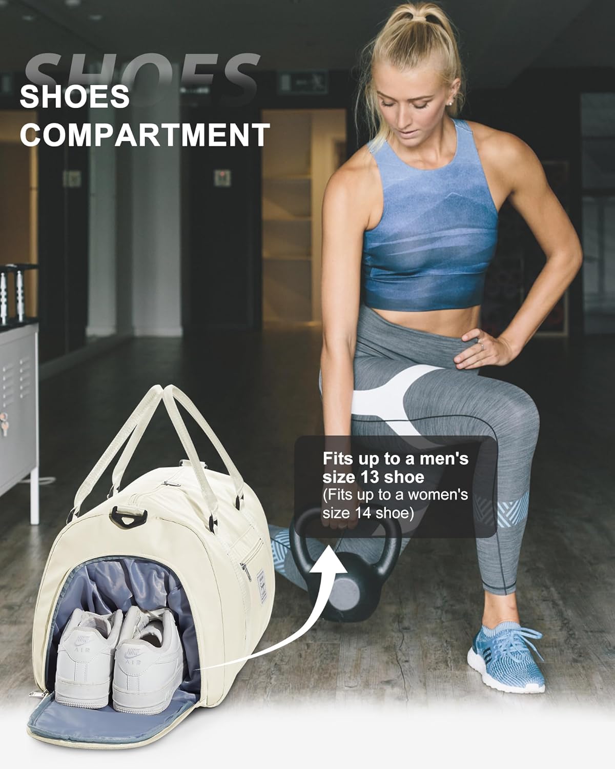 Gym Bag Womens Mens with Shoes Compartment and Wet Pocket Travel Duffel Bag for Women for Plane Sport Gym Tote Bags Swimming Yoga Small Waterproof Weekend Overnight Carry on Bag Hospital Holdalls