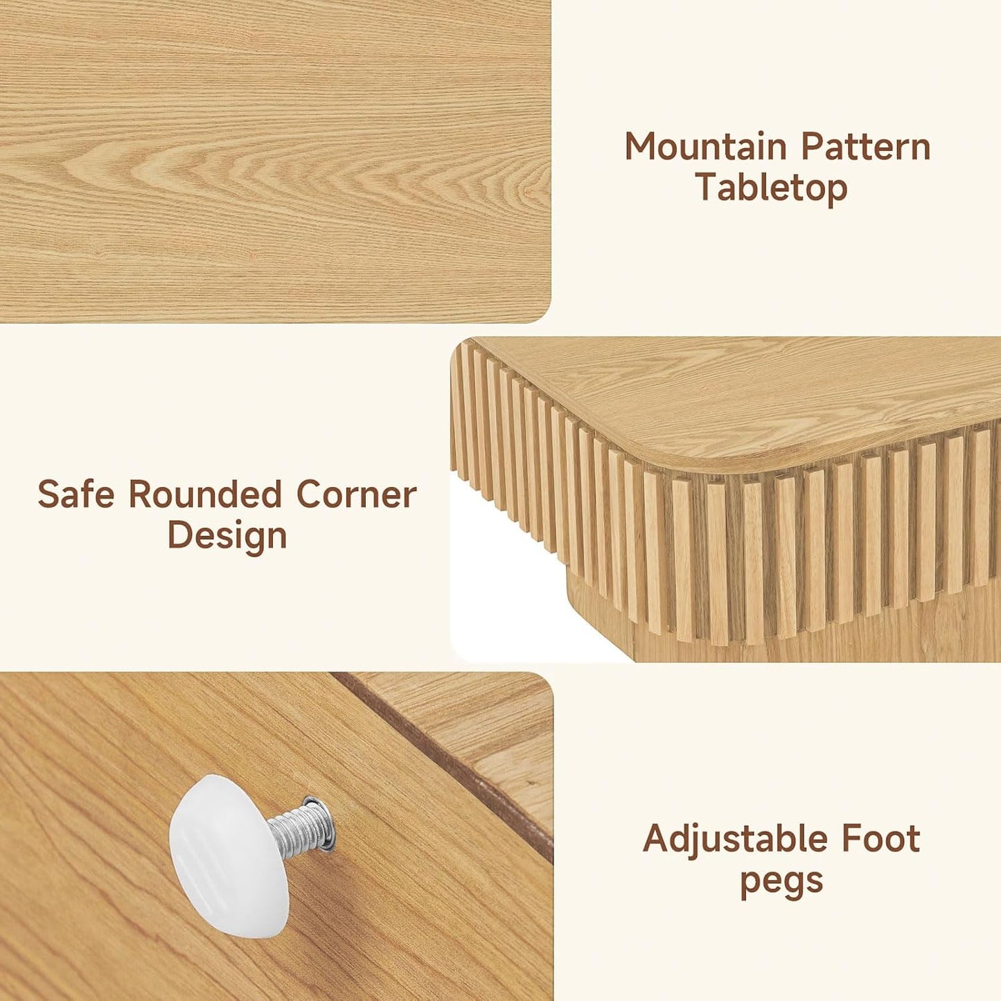 Lift Top Coffee Table for Living Room,Rectangle Handmade Solid Wood Strips, Fluted Coffee Table with Hidden Storage Compartment Small Space Office Apartment (38.6" L×26.8''W×13.8''H-Natural)