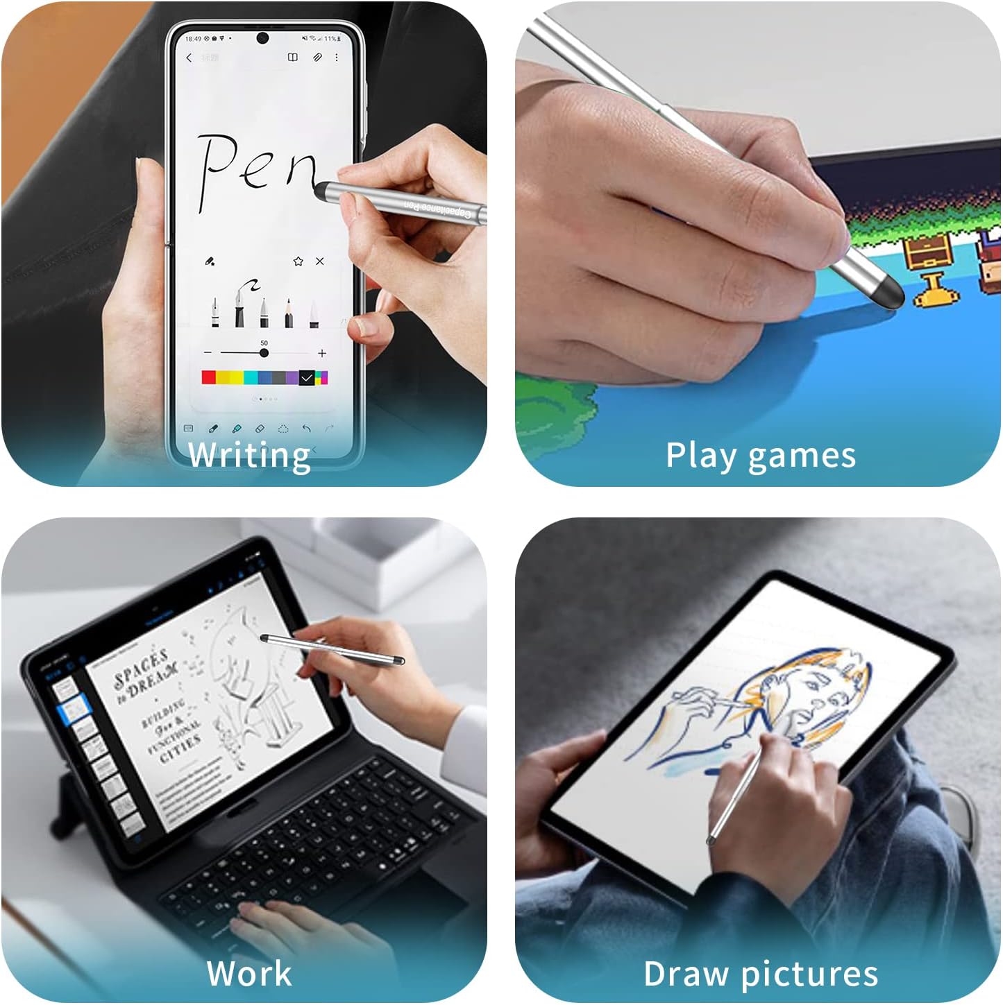 Stylus Pens with Pen Slot for Touch Screens, High Precision Capacitive Universal Stylus for iPad iPhone Tablets Samsung Galaxy All Touch Screen Devices (Transparency)