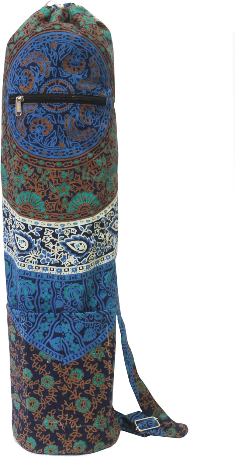 INDIAN CRAFT CASTLE Yoga Mat Bag, Full-Zipper Yoga Mat Carrier with Adjustable Strap, Front & Exterior Phone Pocket, Stylish & Functional Fitness Mat Holder for Women & Men