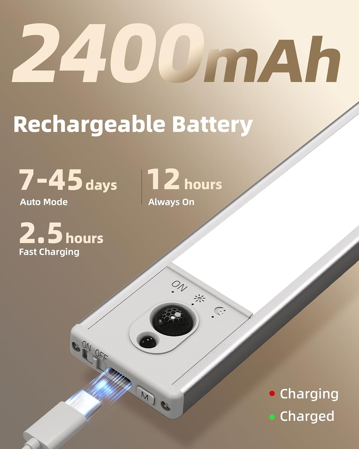 EZVALO 5-Pack Under Cabinet Lighting, 2400mAh Motion Sensor Light, LED Closet Lights Wireless, 6500K Dimmable, Timer, Magnetic, with Remote Control for Kitchen, Closet, Stair