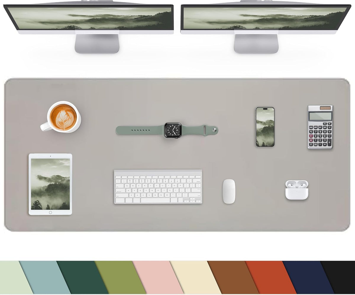 Large Leather Desk Pad Protector, Office Desk Mat,Mouse Pad, Non-Slip PU Leather Desk Blotter, Laptop Desk Pad, Desk Accessories for Office& Home (Ivory White, 55" x 24")