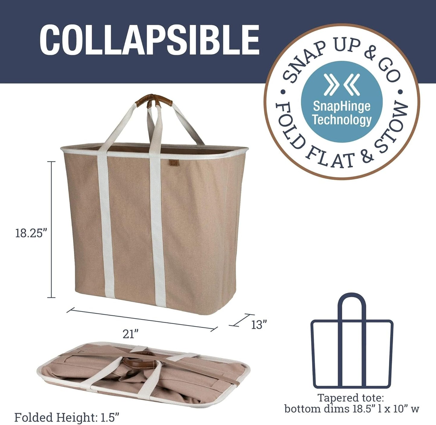 CleverMade Collapsible Fabric Laundry Hamper Premium, Mocha, 2 Pack | Upgrade Visible Laundry Storage | Refined Fabric and Vegan Leather Suit Open Rooms, While Structured Frame Carries 2 Loads