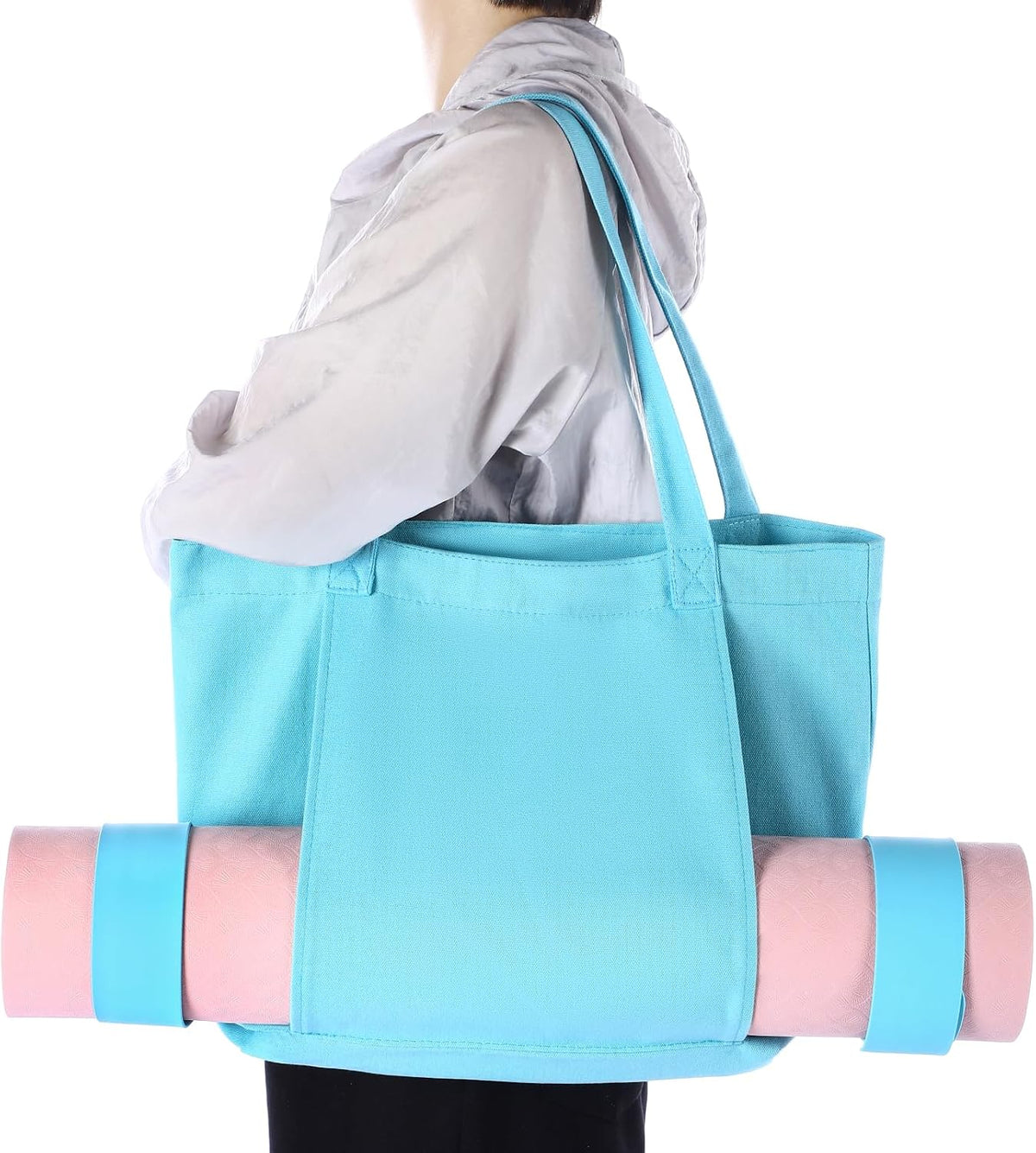 Halloscume Yoga Mat Bag Set for Women Including Yoga Tote Bag (Without Mat) Booty Resistance Bands Non Slip Sports Socks Silicone Ties for Pilates Travel Workout Office Home Gym