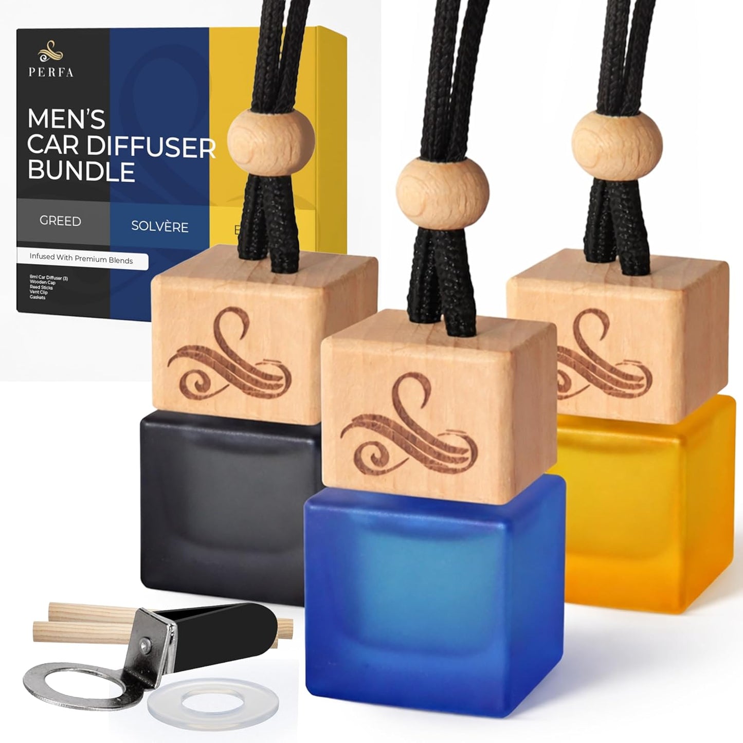 Greed Car Air Freshener for Men | Perfume Inspired Fragrances | Strong Car Freshener with Odour Eliminator Technology | Air Freshener | Long Lasting Automotive Freshener by Perfa