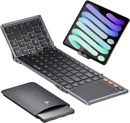 ProtoArc XK01 TP Foldable Keyboard with Touchpad, 0.65 in Keycaps, Gray