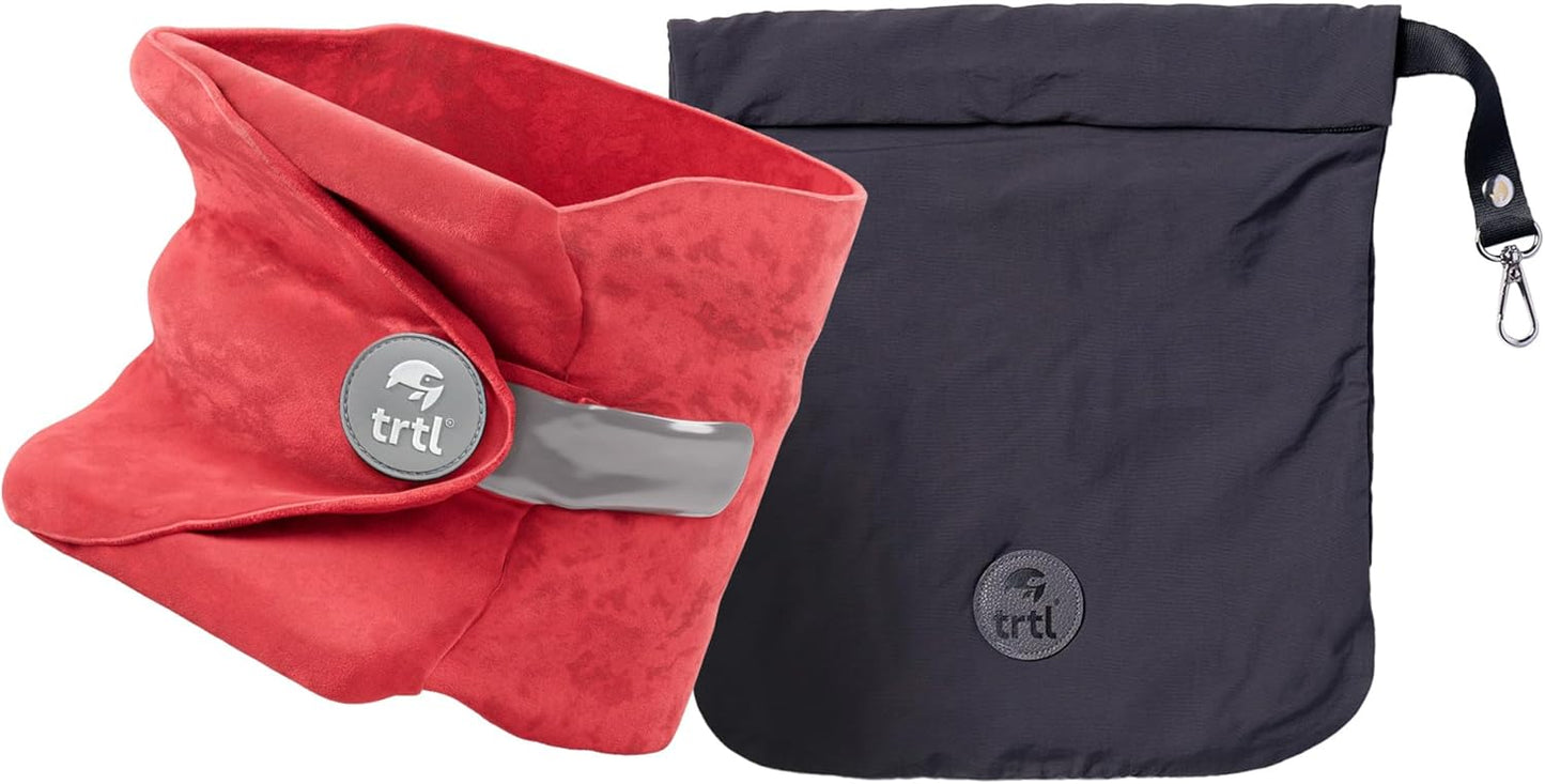 Trtl Pillow - Scientifically Proven, Super Soft Neck Support Travel Pillow for Airplanes - Lightweight and Machine Washable - Ergonomic Design for Traveling on Flights, Cars, and Trains - Coral