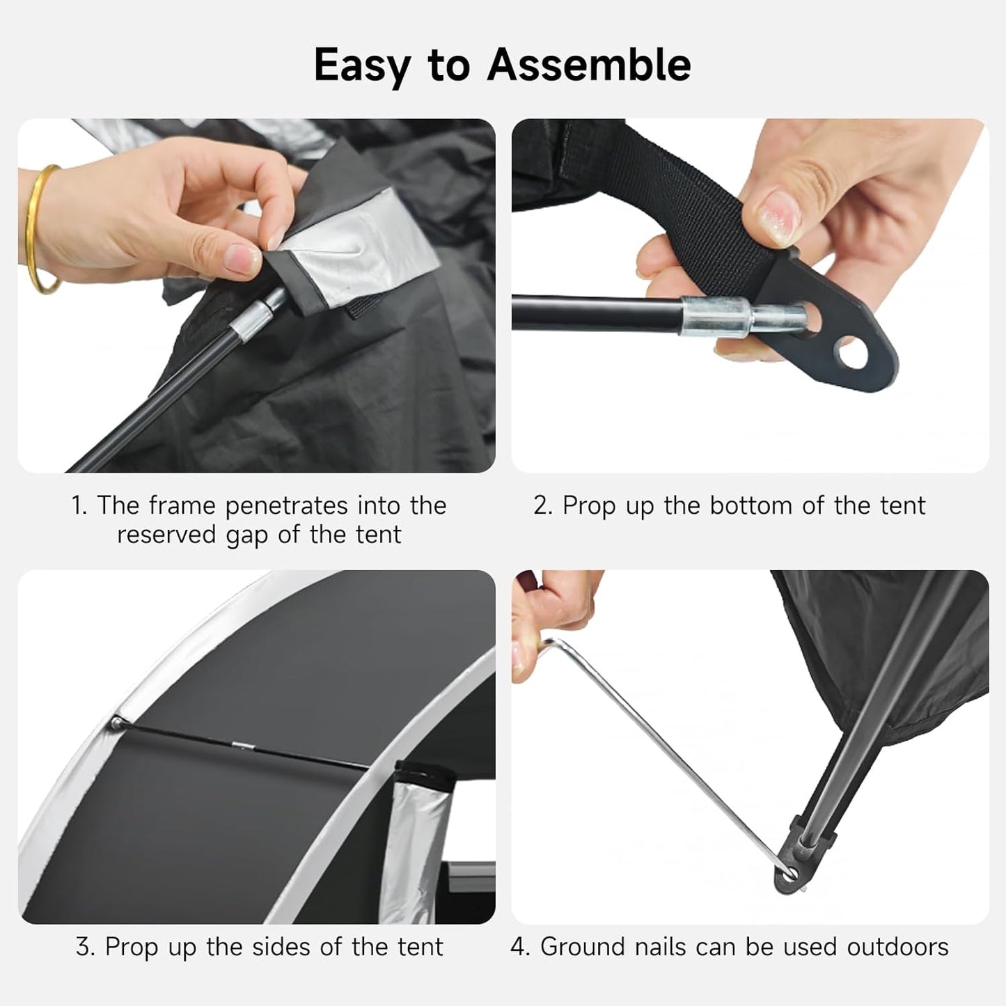 Bike Storage Tent for Outdoor, 2 Bike Capacity with Extra Top Space, PU5000 Waterproof 210D Oxford Fabric with Taped Seams, Portable Floor Storage Shed for Bicycle, Motorcycle & Garden Tools, etc