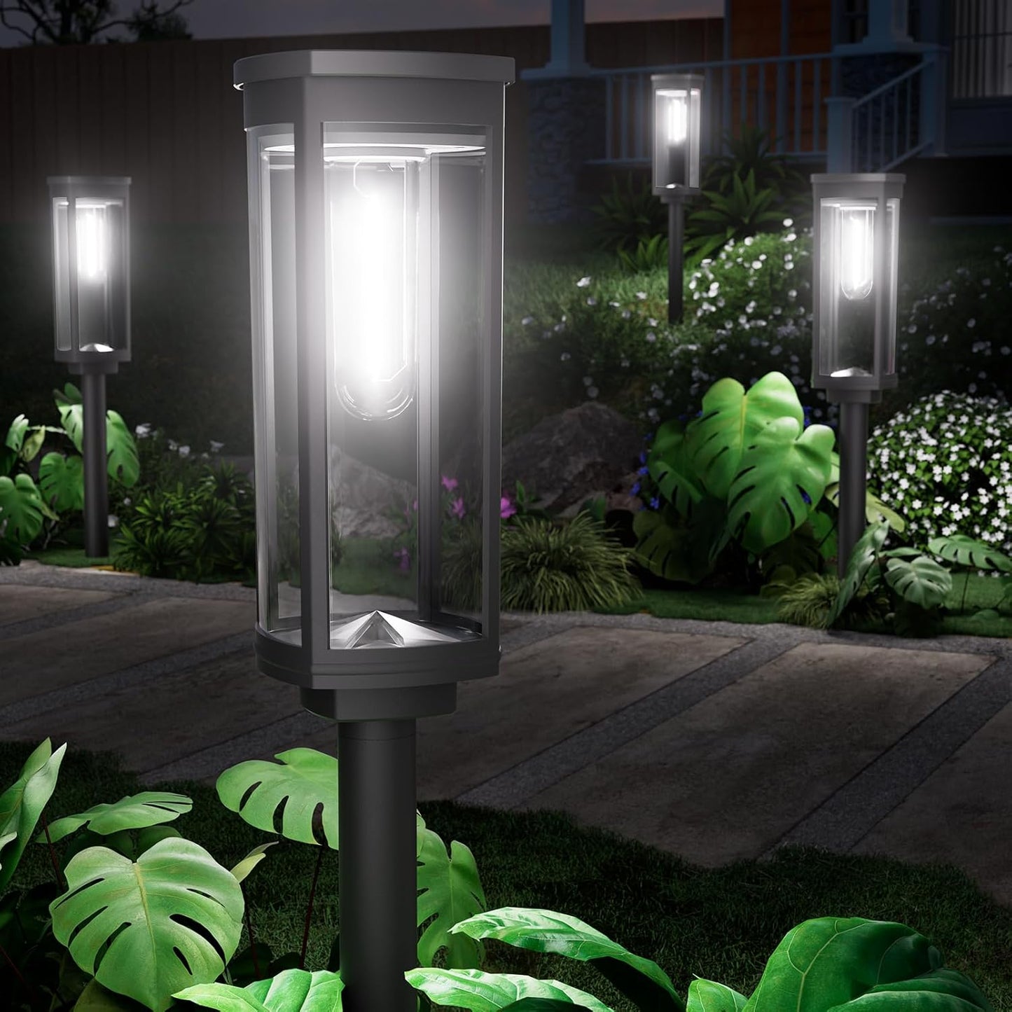 NEWMESSI 8 Pack Solar Pathway Lights Outdoor IP65 Waterproof Super Brightness Solar Powered Landscape Path Lights for Outside Walkway Driveway Garden