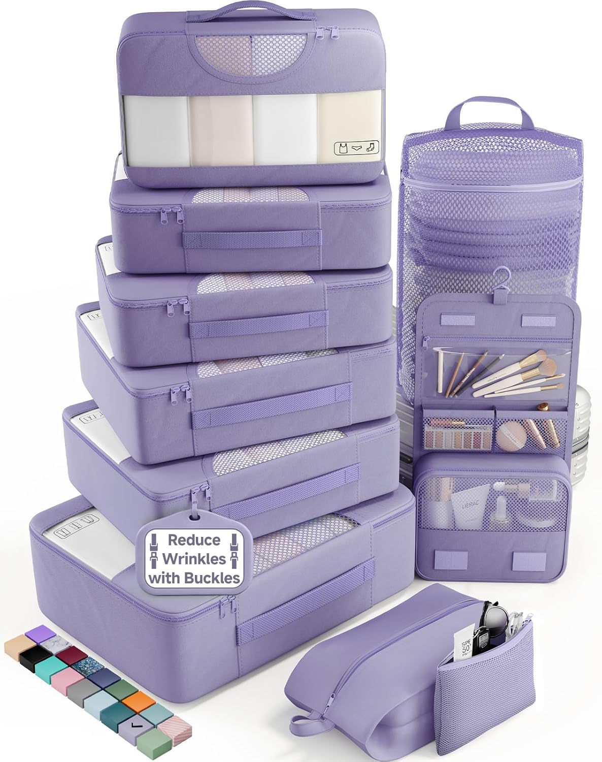 Veken 10 Set Packing Cubes for Travel Essentials, Suitcase Organizer Bags in 4 Sizes, Carry-On Luggage Accessories with Laundry Bag, Airplane Must Have, Gifts for Women Men