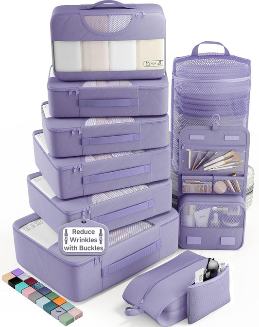 Veken 10 Set Packing Cubes for Travel Essentials, Suitcase Organizer Bags in 4 Sizes, Carry-On Luggage Accessories with Laundry Bag, Airplane Must Have, Gifts for Women Men