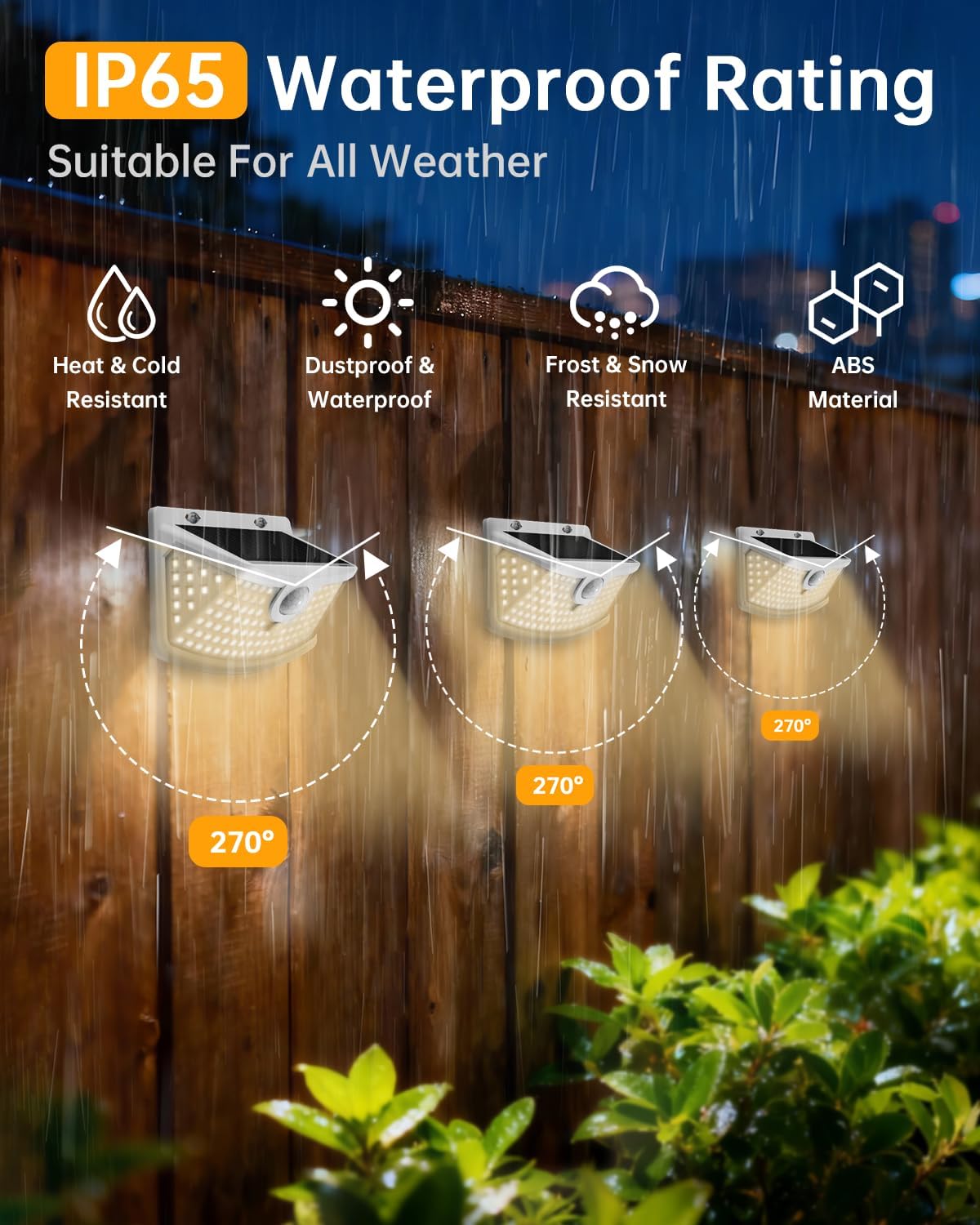Aootek New Solar Motion Sensor Lights 120 LEDs with Lights Reflector,270° Wide Angle, IP65 Waterproof, Step Lights for Front Door, Yard, Garage, Deck (White, Warm White, 4-Pack)