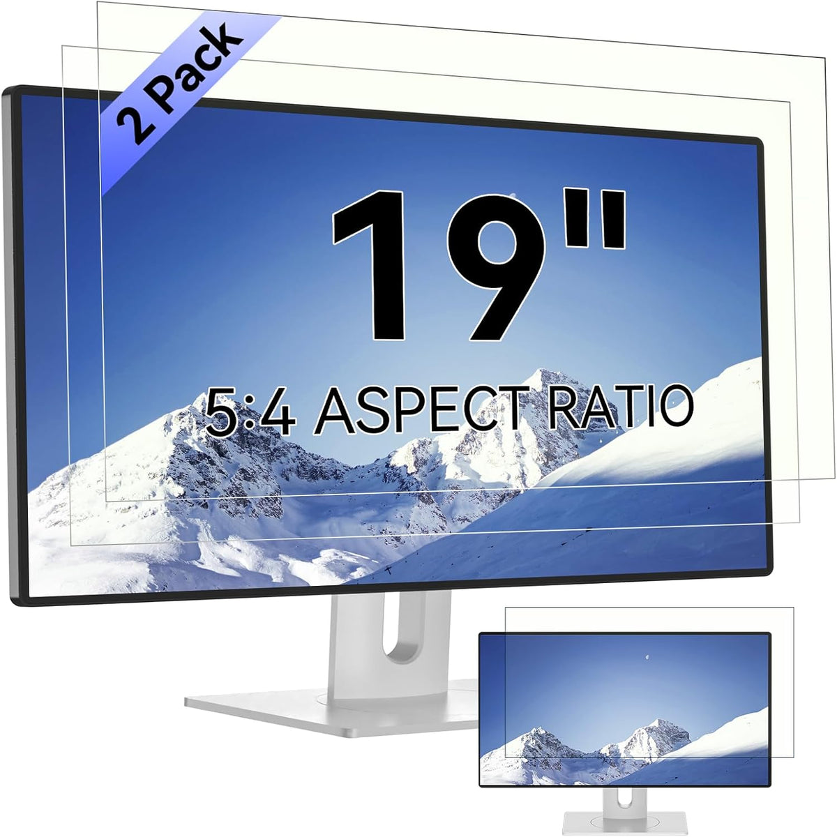[2-Pack] 19 Inch Computer Blue Light Blocking Screen Protector for 5:4 Widescreen Monitor, Anti Glare Anti-UV Eye Protection Desktop PC LED Monitor Filter, Removable Anti-Scratch Screen Film 19in