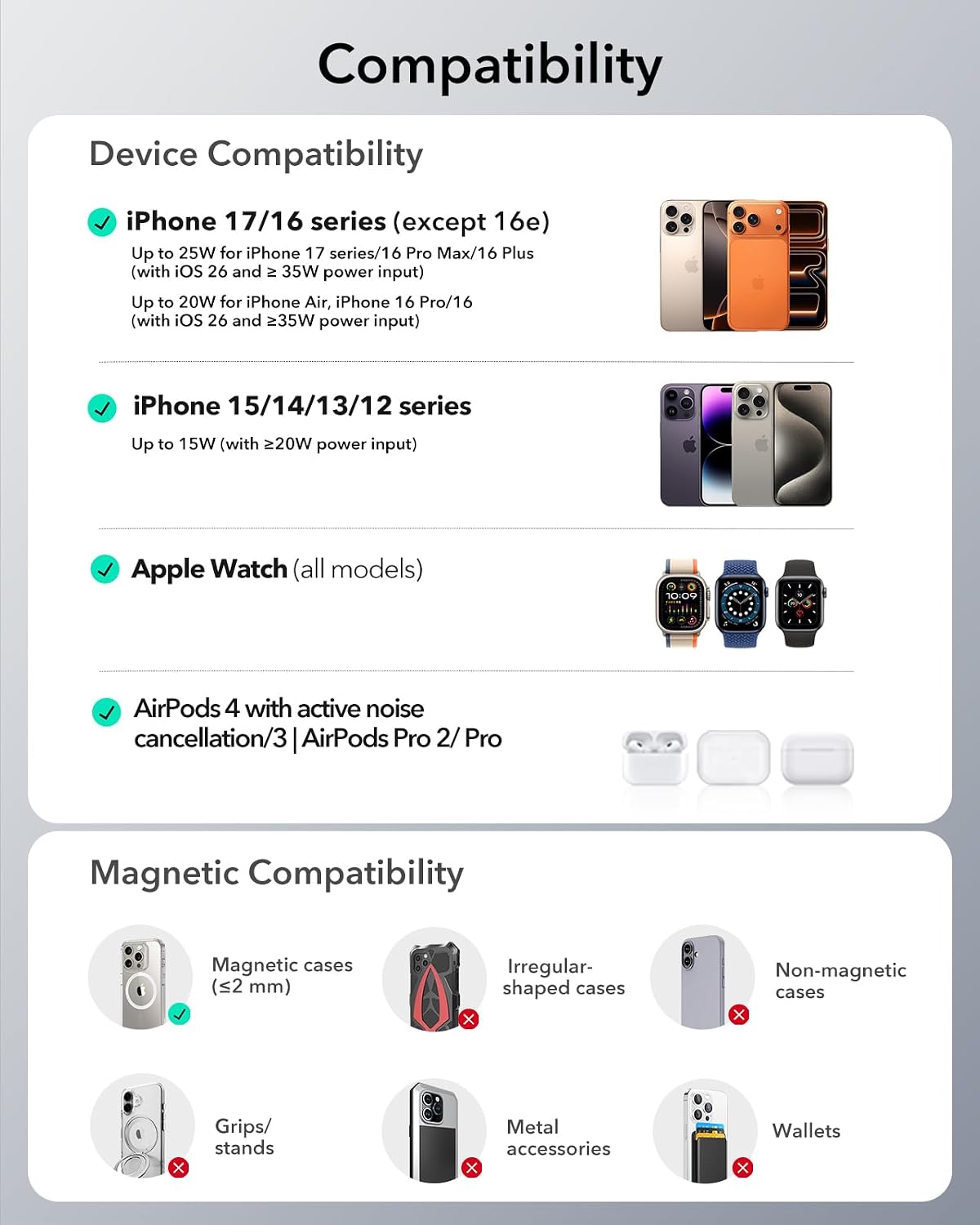 ESR 3 in 1 Charging Station, Qi2.2 Certified for iPhone 17/16 with iOS 26 | 25W MagSafe Charger Stand w/Cryoboost, Phone Cooling Wireless Charger, for AirPods & Apple Watch, Fast Charging Dock
