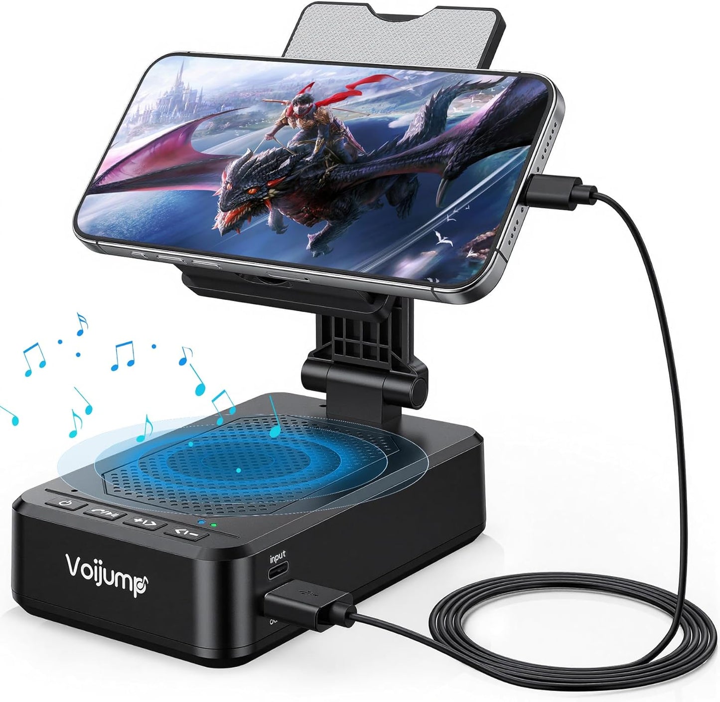 Cell Phone Stand with Wireless Bluetooth Speaker and Charging, Anti-Slip Base HD Surround Sound, Perfect for Home/Outdoor, Phone Holder Compatible with iPhone/ipad/Samsung Galaxy, Gifts for Men Women