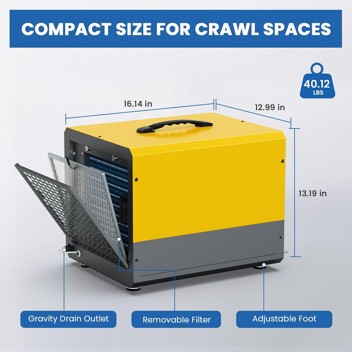 70 Pint Crawl Space Dehumidifier with Pump for 2000 Sq Ft – Energy Star Commercial for Basement, Auto Defrost, Memory Restart, Drain Hose