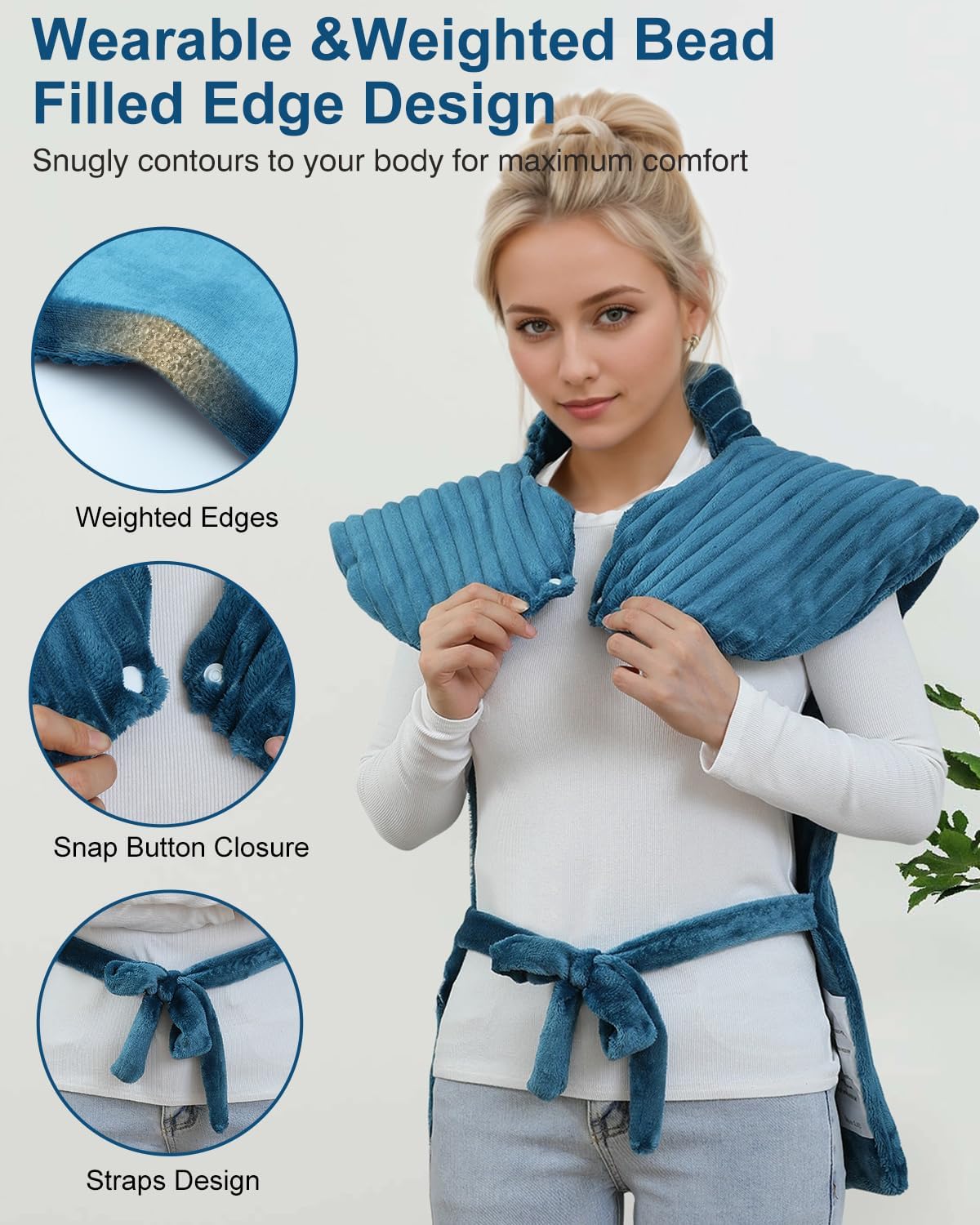 Vibrating Heating Pad for Neck and Shoulders and Back, 24"x35",Teal