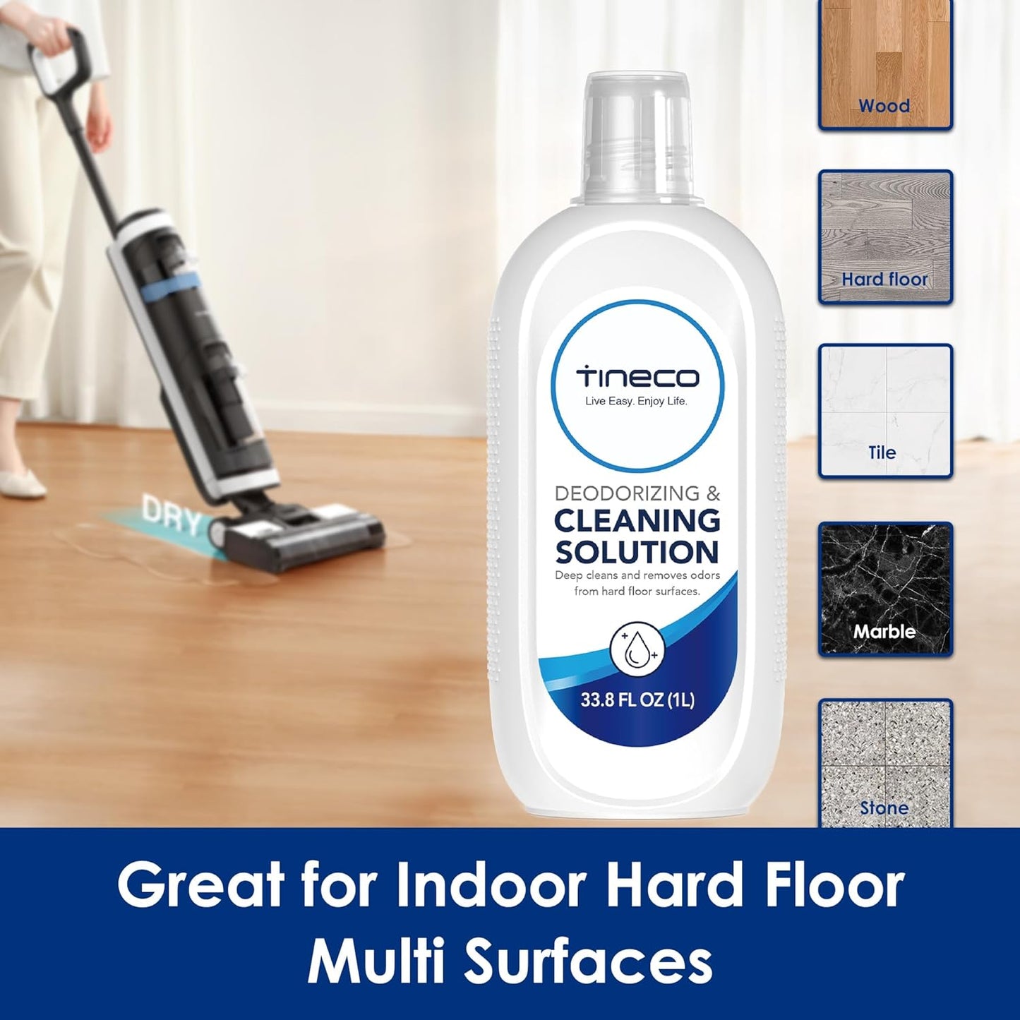 Tineco Floor Cleaning Solution 2L (33.8 OZ*2) for i5/i6 Stretch & FLOOR ONE S5/S6/S7/S9 Artist & S6/S7/S9 Master & Breeze Series, (EXCEPT iFLOOR 5 Steam/S5/ S7/ S9 Artist Steam Series) Wet Dry Vacuum