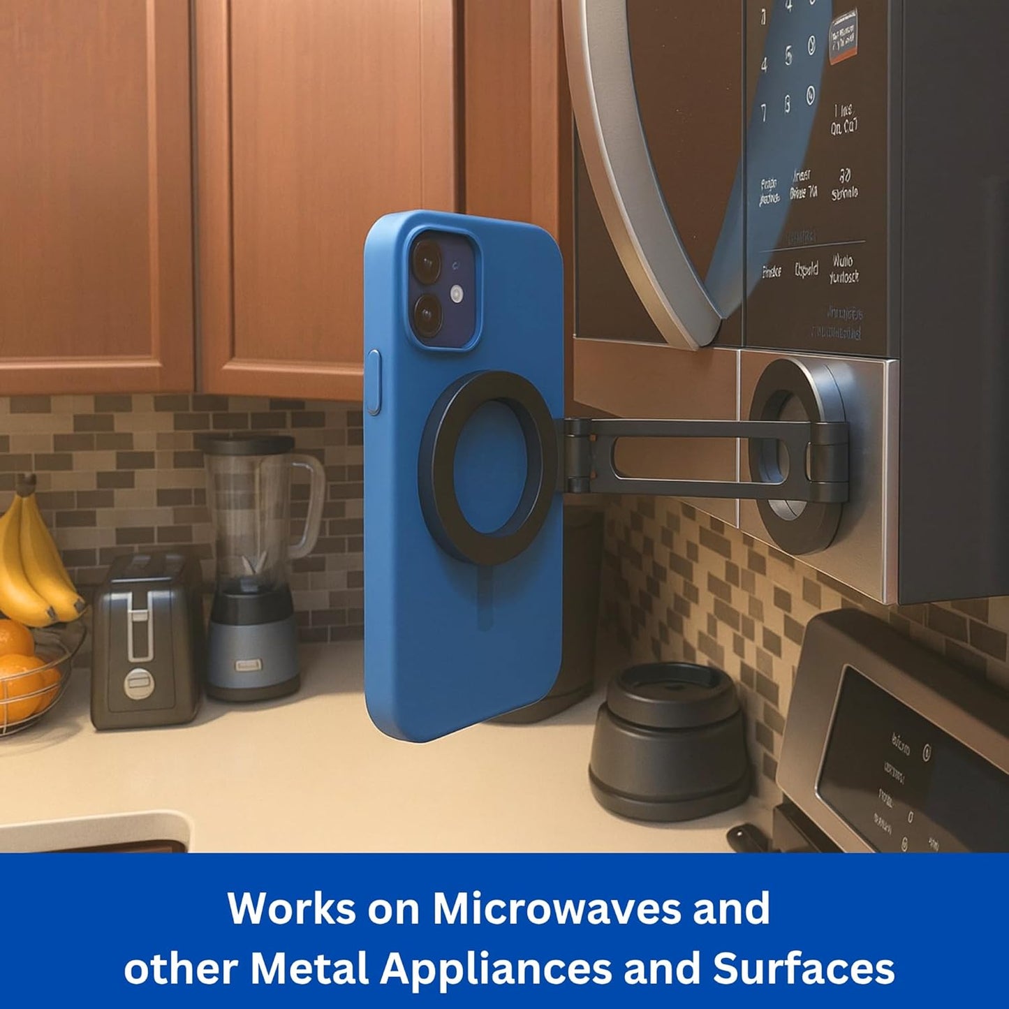Maxby Refrigerator Phone Holder | Strong Magnetic Mount with Adjustable Arm and 360° Rotation | Hands-Free Kitchen Use | for Phones and Tablets | for Fridge and Other Metal Surfaces