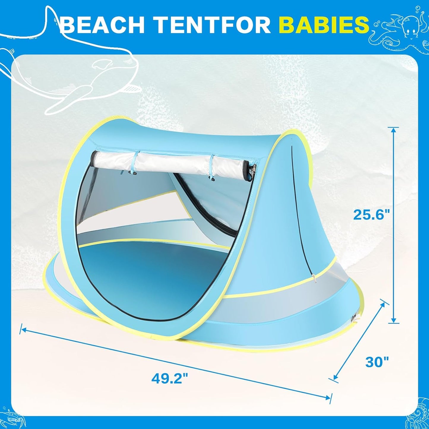Baby Beach Tent, Pop Up Toddler Travel Bed for Boys or Girls, Sun Shade for Toddler Camping, Infant Portable Sun Shade, Summer Beach Baby