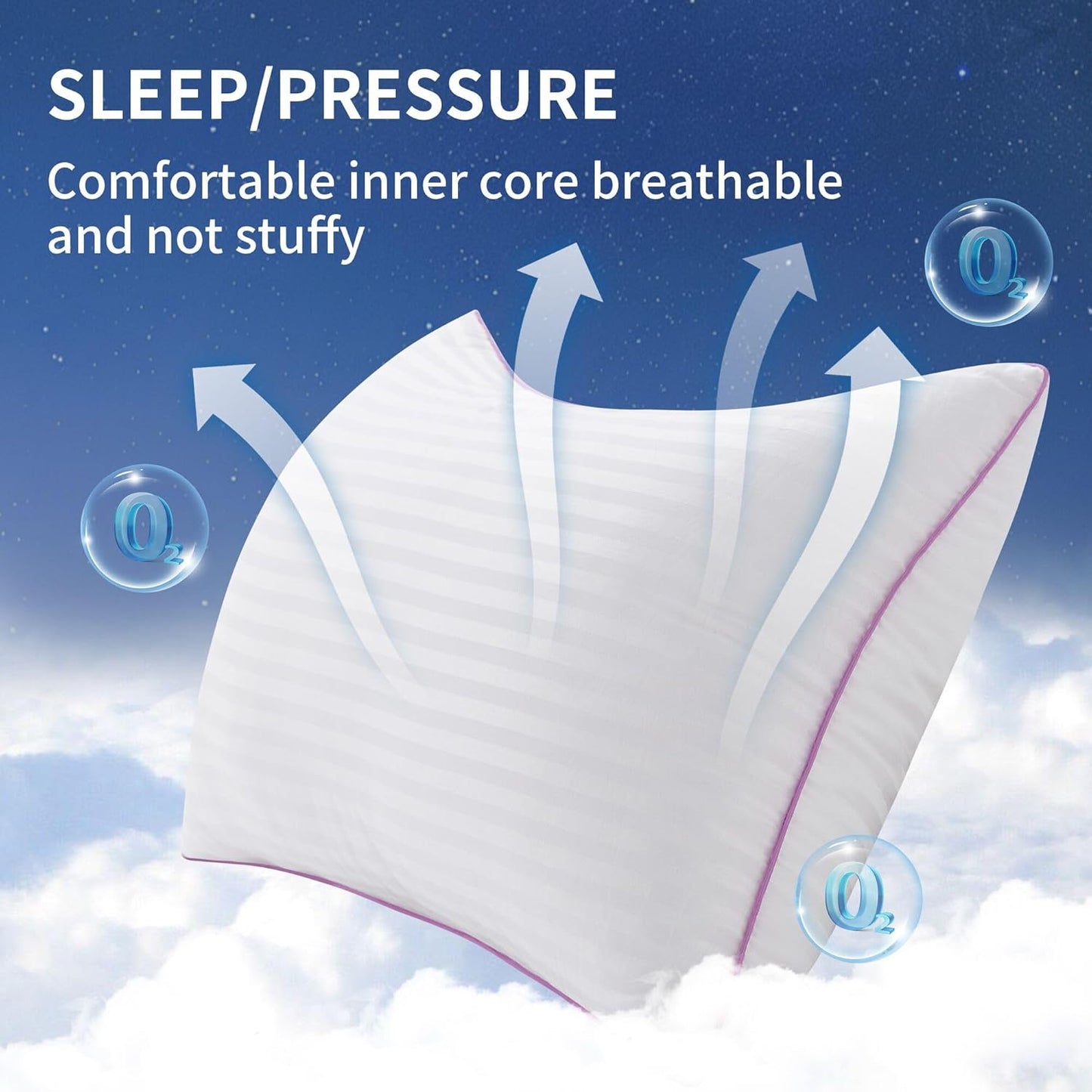 VAINOC Pillows King Size Set of 2,Breathable Hotel Collection Bed Pillows for Sleeping Medium Soft Down Alternative Microfiber Filled,20 x 36 Inches