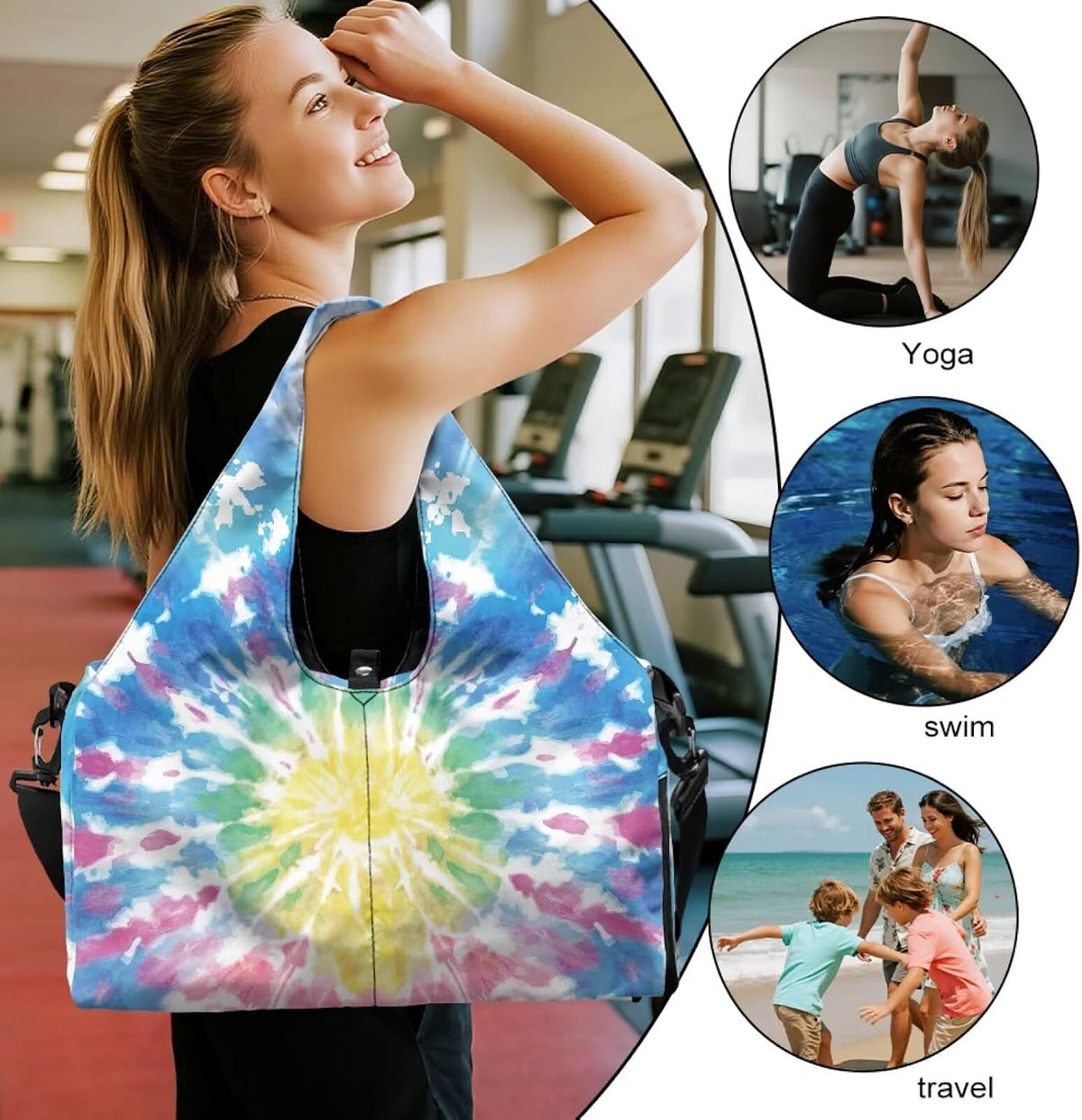 Yoga Mat Bag for Men Women Canvas Yoga Mat Carrier Take In Out Mat Easily for Beach Swim Bags Pool Sports Gym