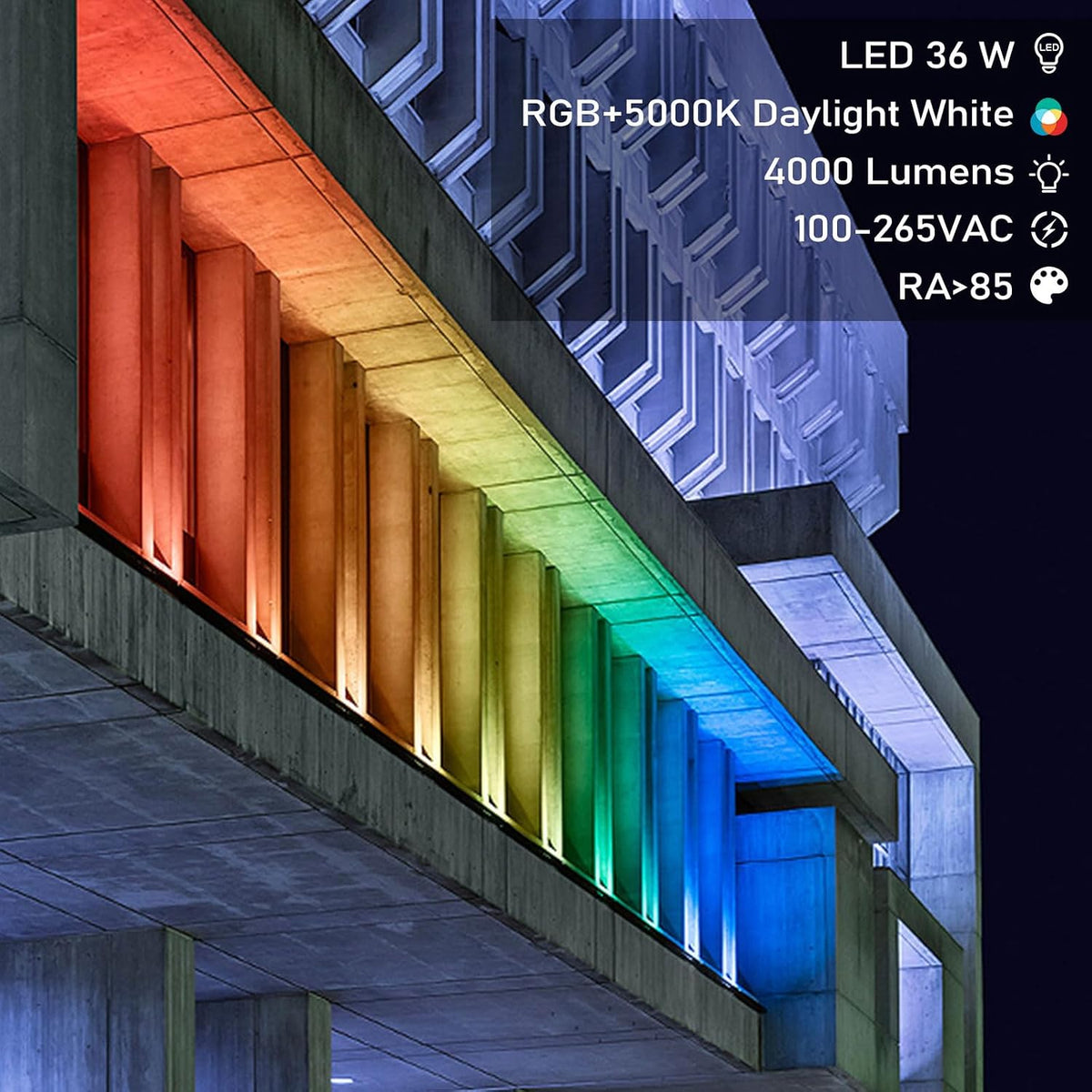 72W Outdoor Wall Washer Light, 48'' Dimmable 5000K RGB LED Wall Washer Light Bar,120V IP67 Waterproof LED Stage Light for Patio Church Landscape Yard Garden 1 Pack