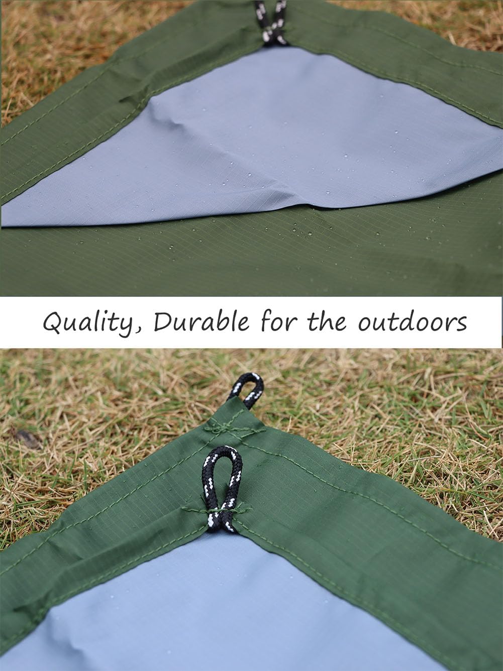 Orga'Neat Pocket Picnic Blanket, Beach Mat Waterproof Sandproof, Compact Lightweight Small Tarp for Camping, Hiking, Backpacking, Festival, Travel, Foldable in Bags (Army Green/Grey, 55"x60")
