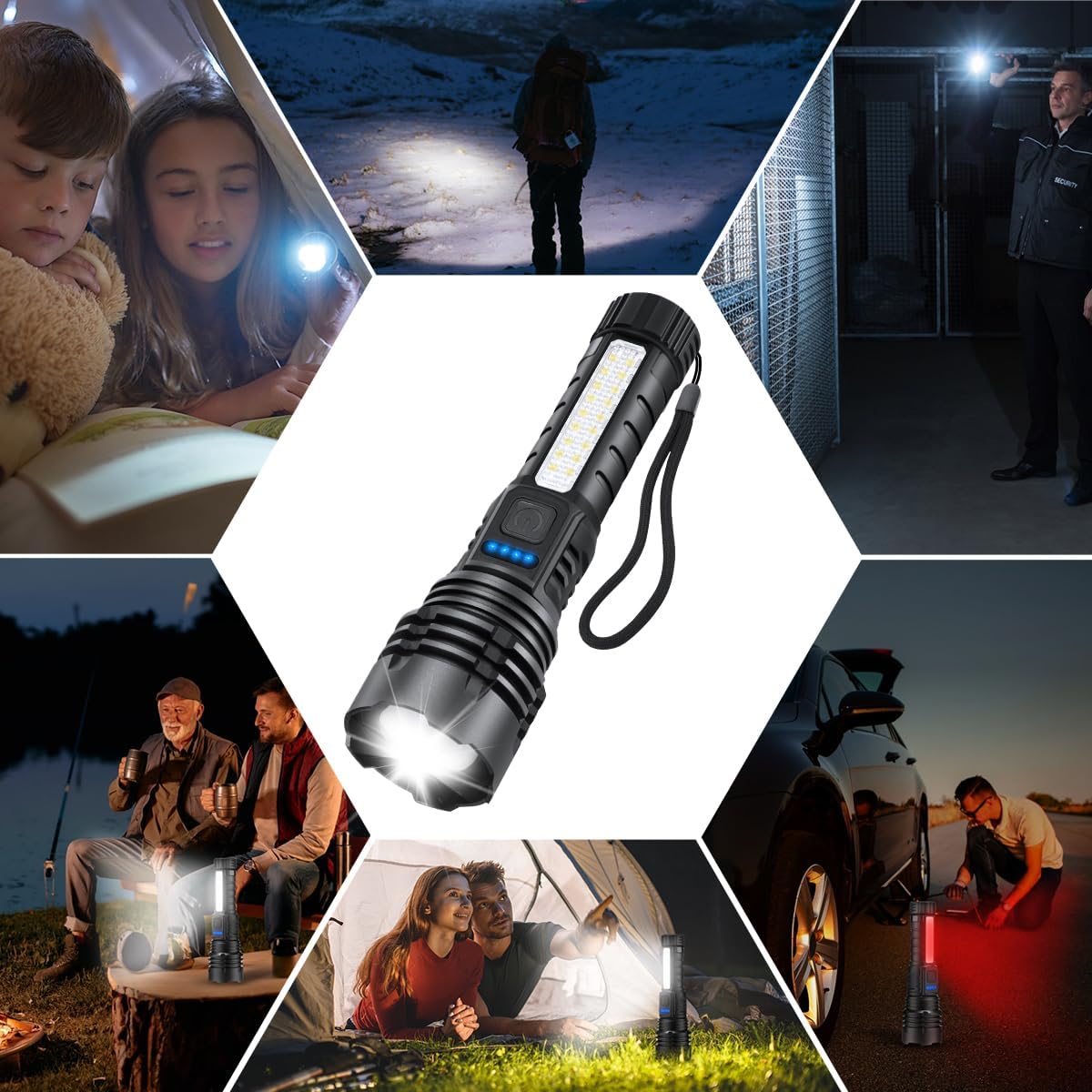 ZioeYiue Rechargeable Flashlights High Lumens, 7Mode Super Bright Flashlight Powerful, Adjustable Tactical Flash Light, Gifts for Father's Day, LED Flashlights for Home Emergency Camping Essentials