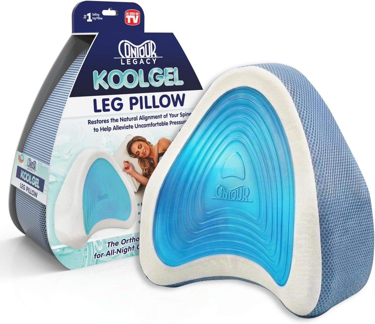 Contour Legacy Cool Leg & Knee Foam Support Pillow for Side Sleepers Soothing Relief for Back, Hips, Knees, Joints, Nerves & Muscles