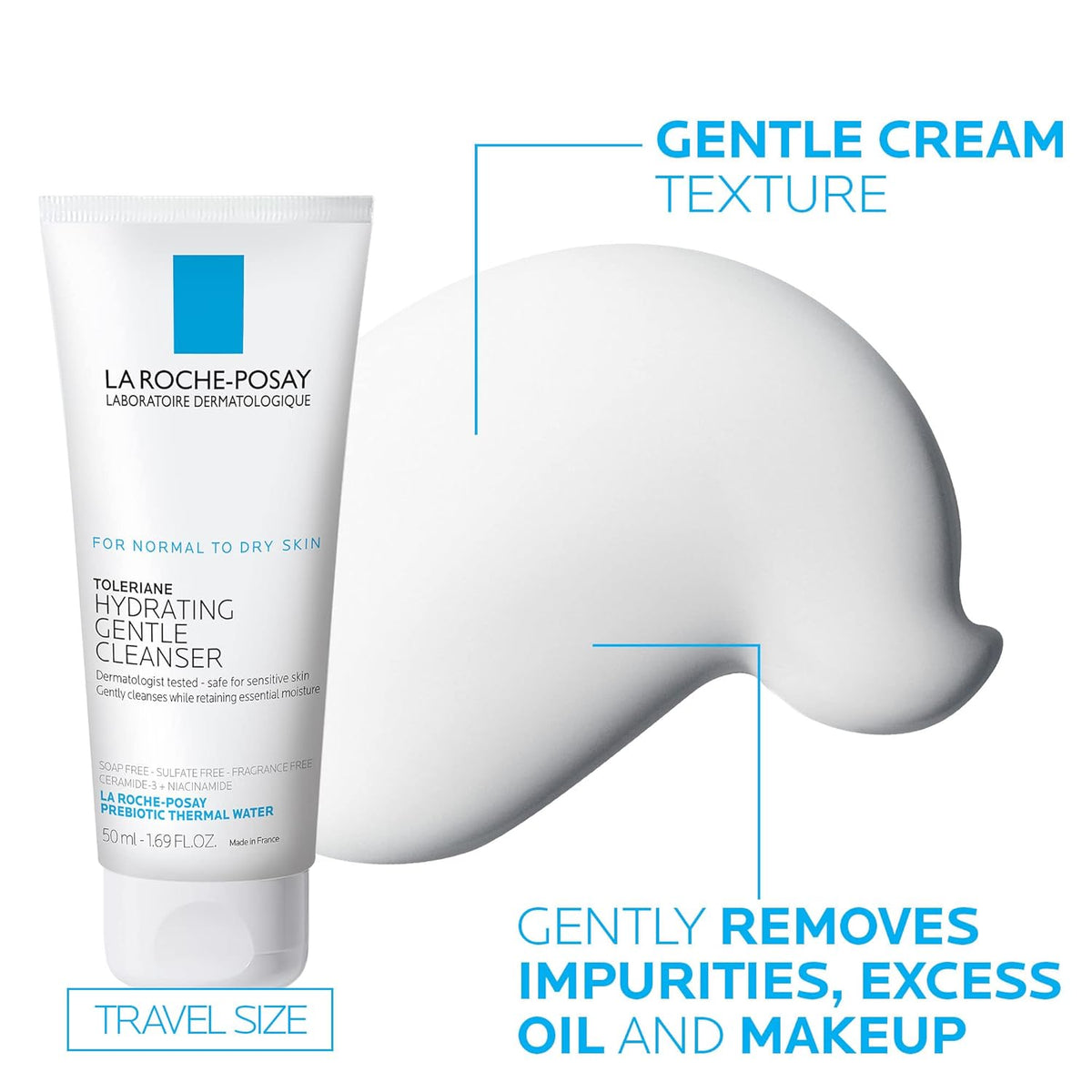 La Roche-Posay Toleraine Skin Care Set, Double Repair Face Moisturizer 100ml & Hydrating Gentle Cleanser 50ml, Oil Free Moisturizer & Face Wash