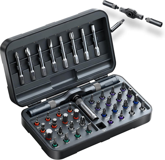 42 in 1 Magnetic Screwdriver Set, DIY Ratchet Screwdriver Set, Multi Bit Screw Drive with Storage Case, Portable Compact Repair Tool Kit for Gifts, Furniture, Computer, Bicycle