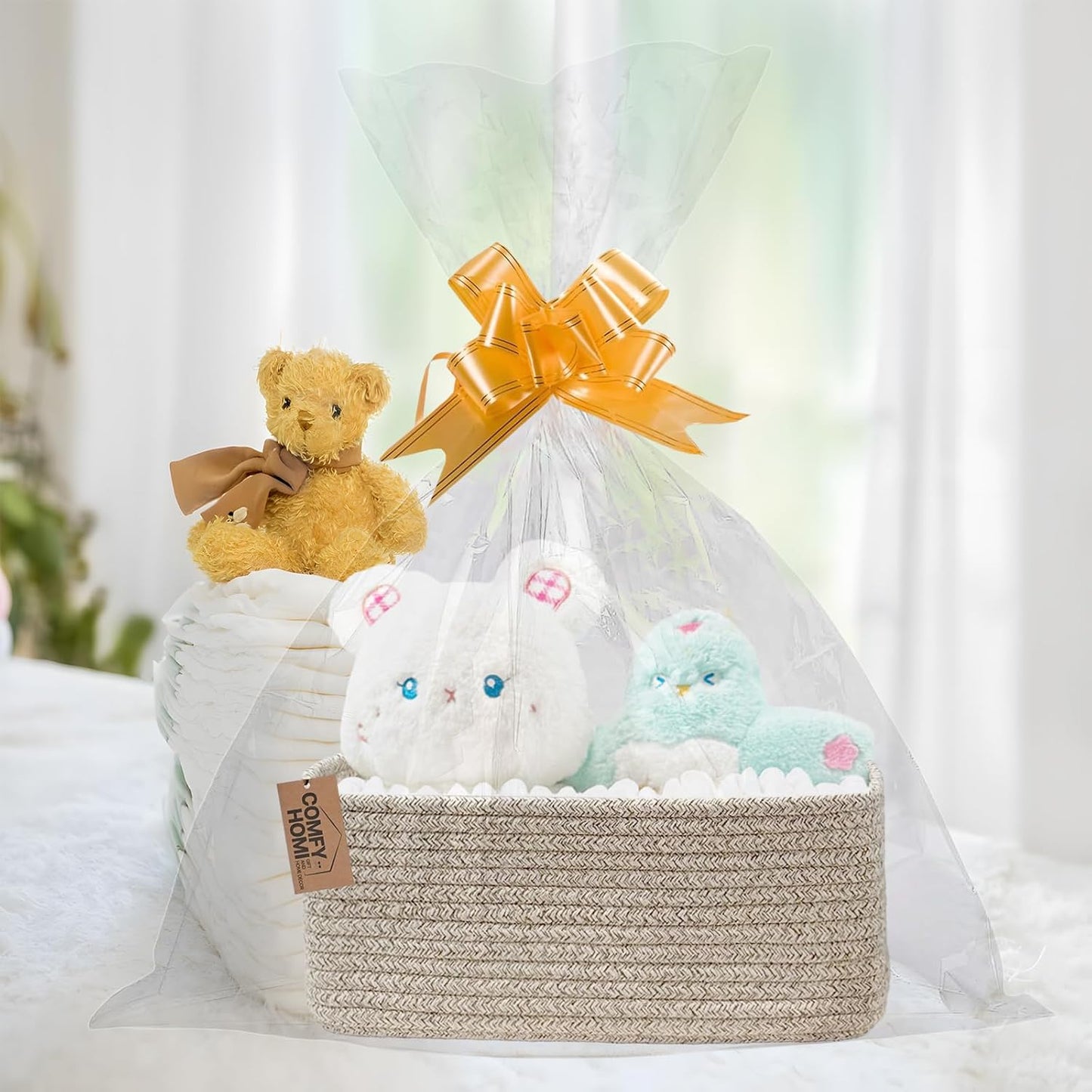 COMFY-HOMI 13" x 8.5" x 5.1" Storage Baskets for Organizing | Cotton Rope Woven Basket | Toy Storage Bin Box | Basket for Shelves, Closet Organizer Bin, Decorative Closet Shelf, 3 Pack
