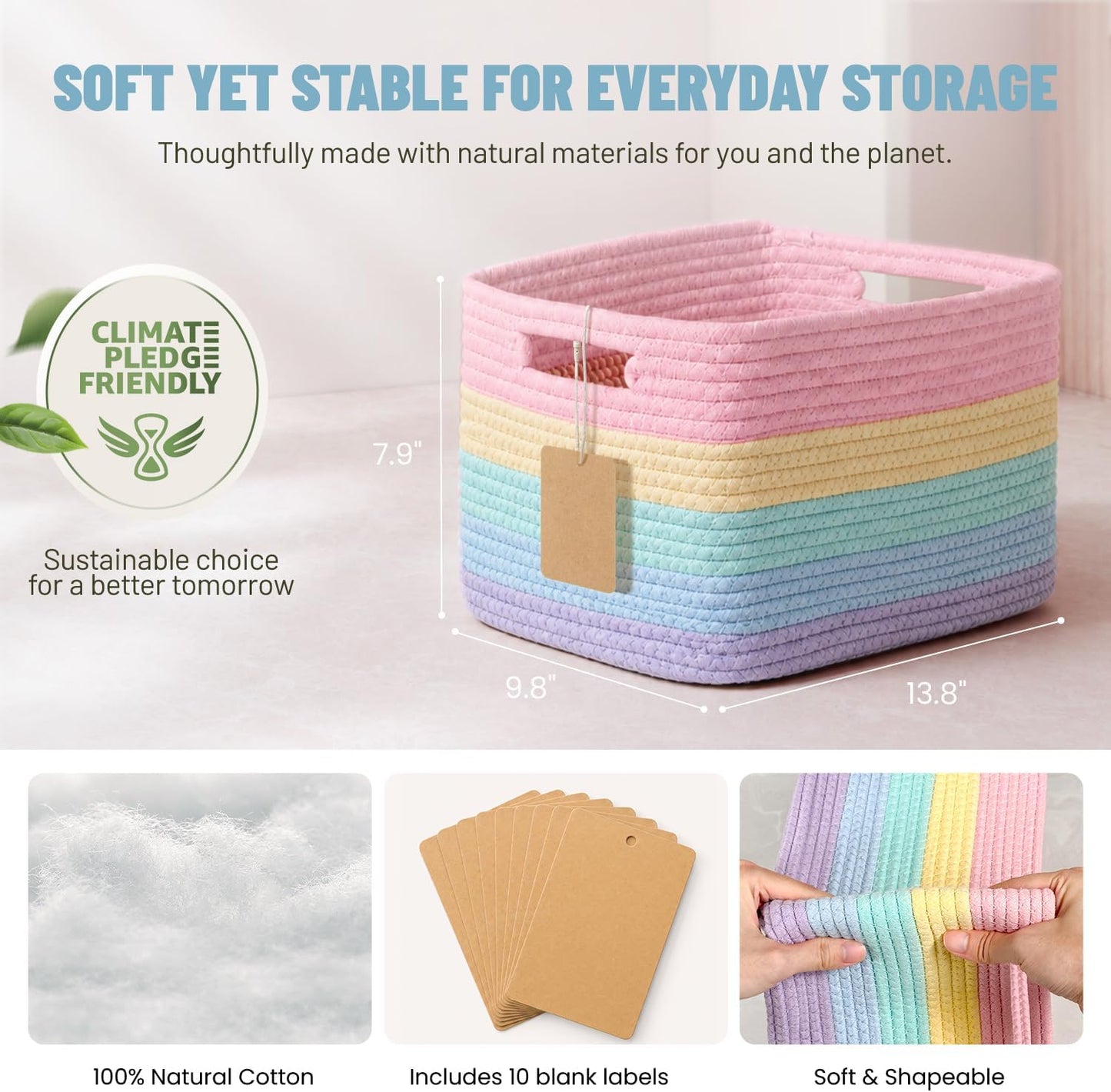 5 Pack Woven Storage Baskets, Decorative Storage Bins for Organizing