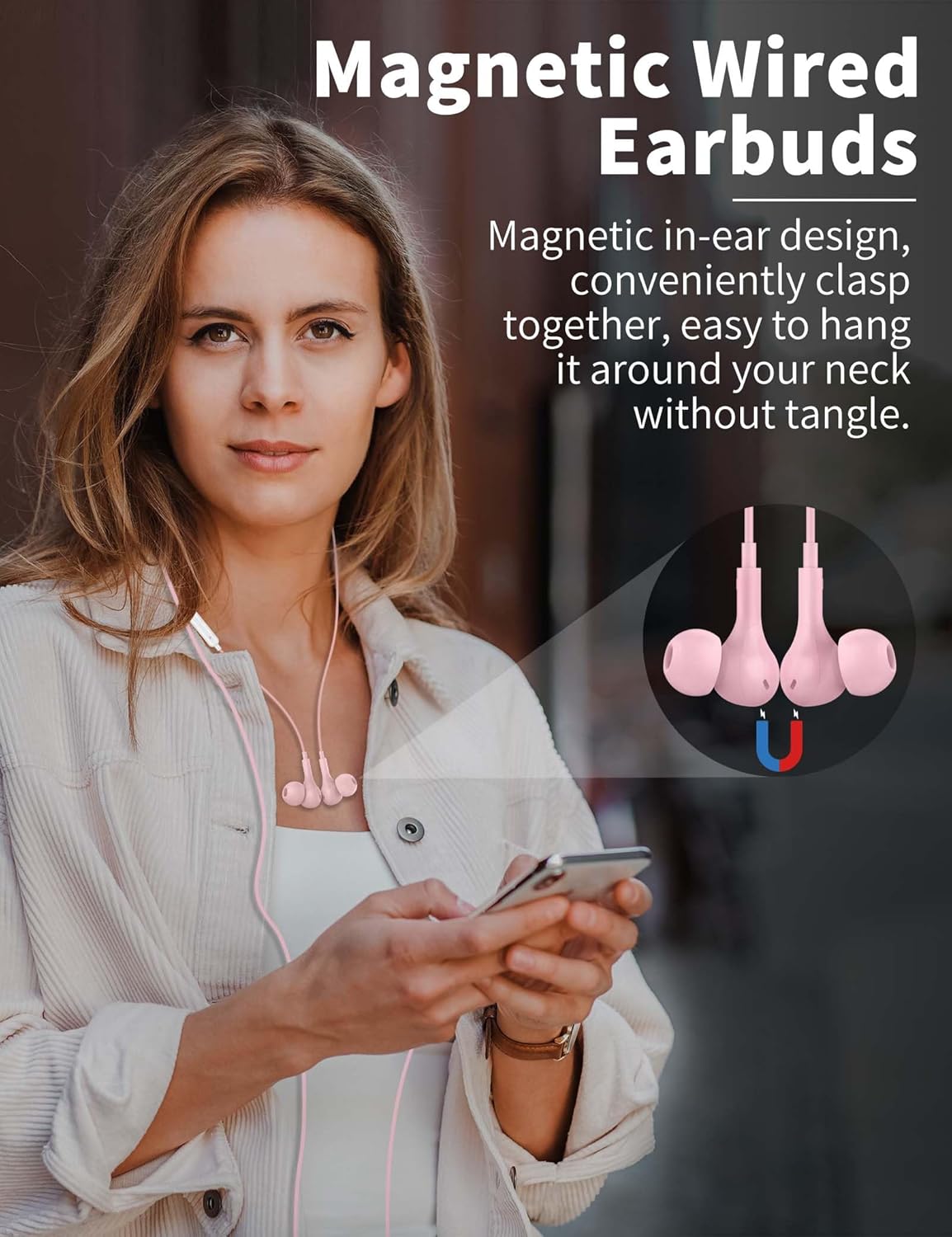 USB C Headphone for Samsung S26 S25 FE S24 A16 A17 Wired Earbuds Magnetic in-Ear Type C Earphone with Microphone Volume Control Bass Stereo Noise Canceling for iPhone 17 Pro Max 16 16e 15 Pixel 10a 9a